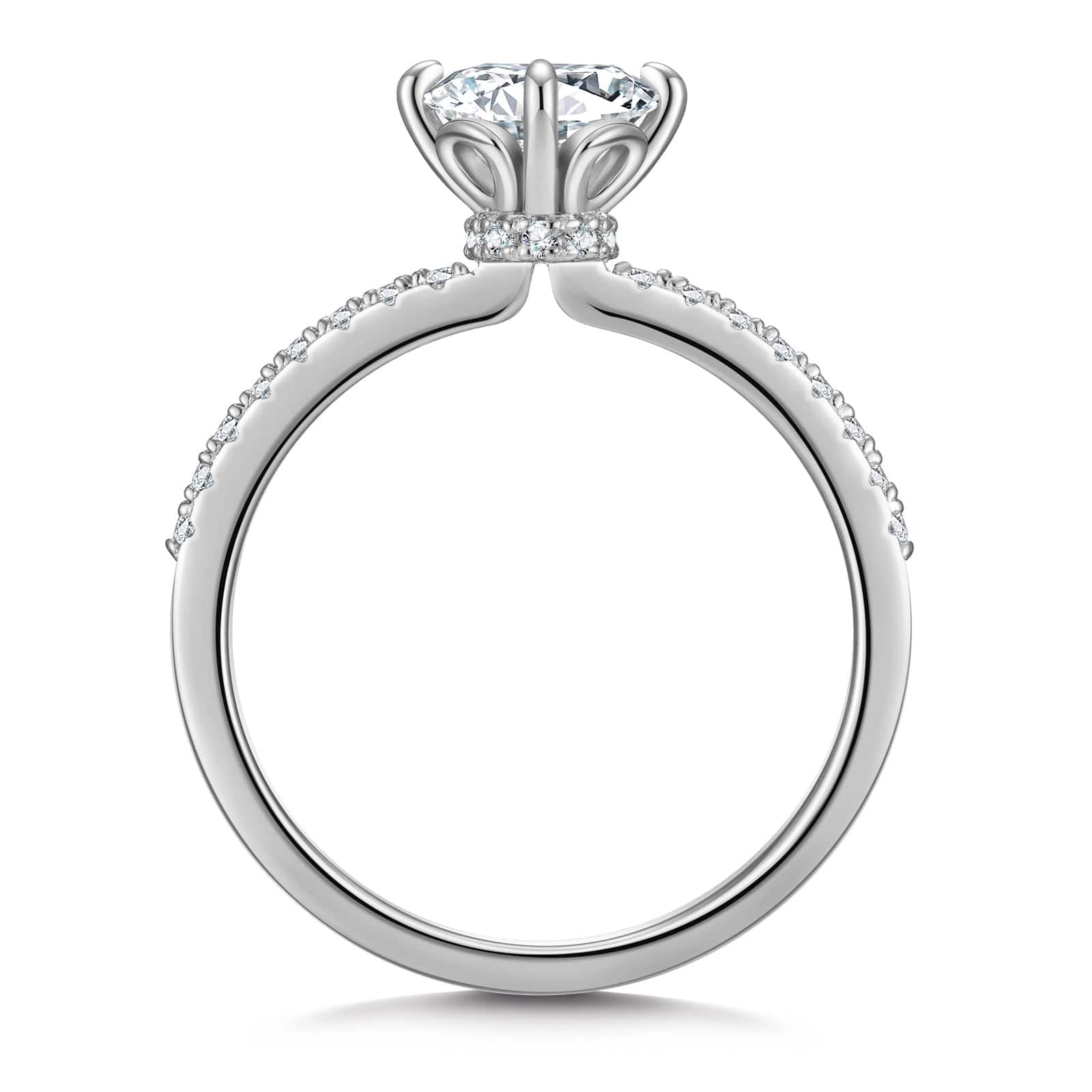 GENUINE LOVE Hidden Halo Engagement Ring - 1.00 Carat 14K White Gold with a Round Brillant Cut Lab-Grown Diamond