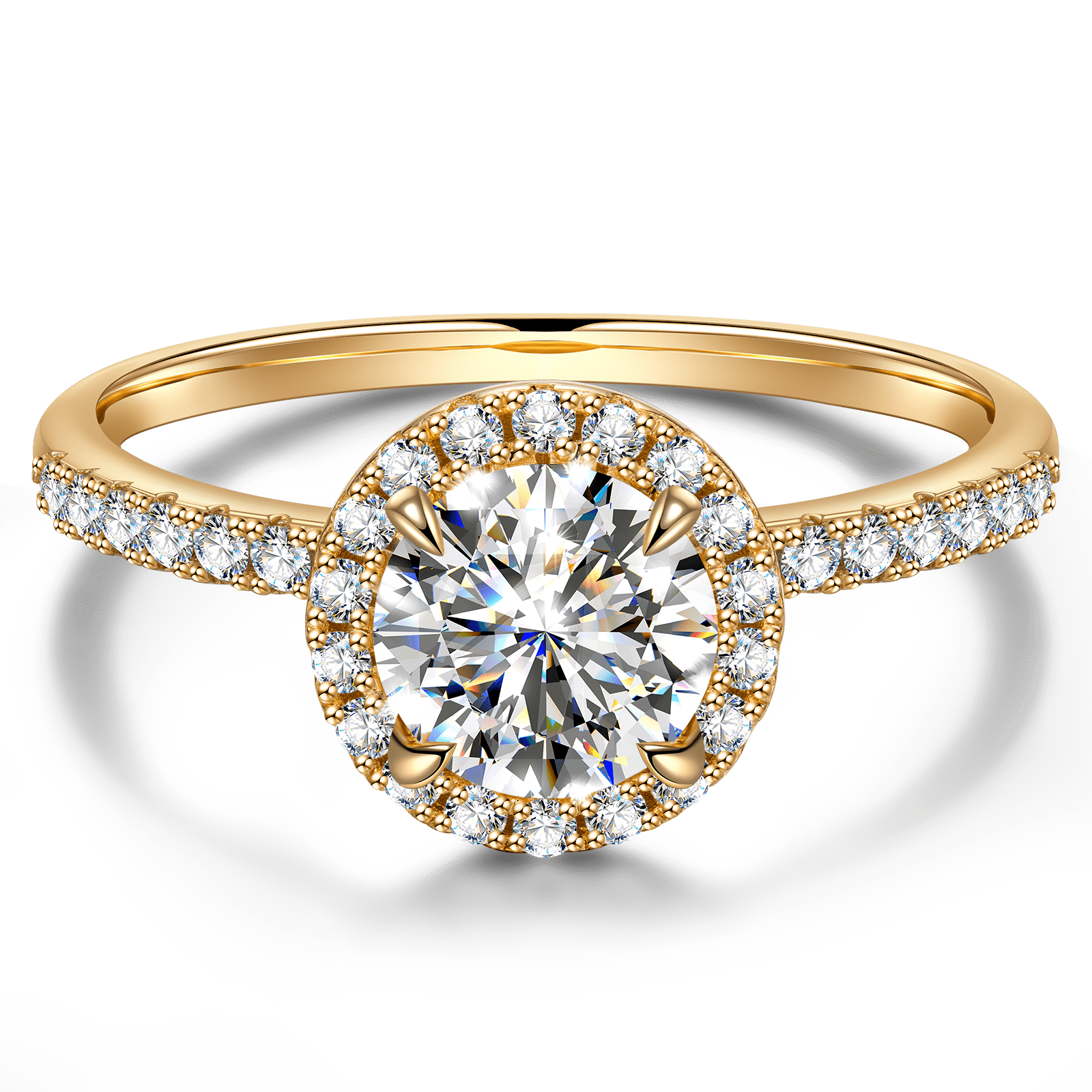 GENUINE LOVE Halo Engagement Ring - 18K Yellow Gold