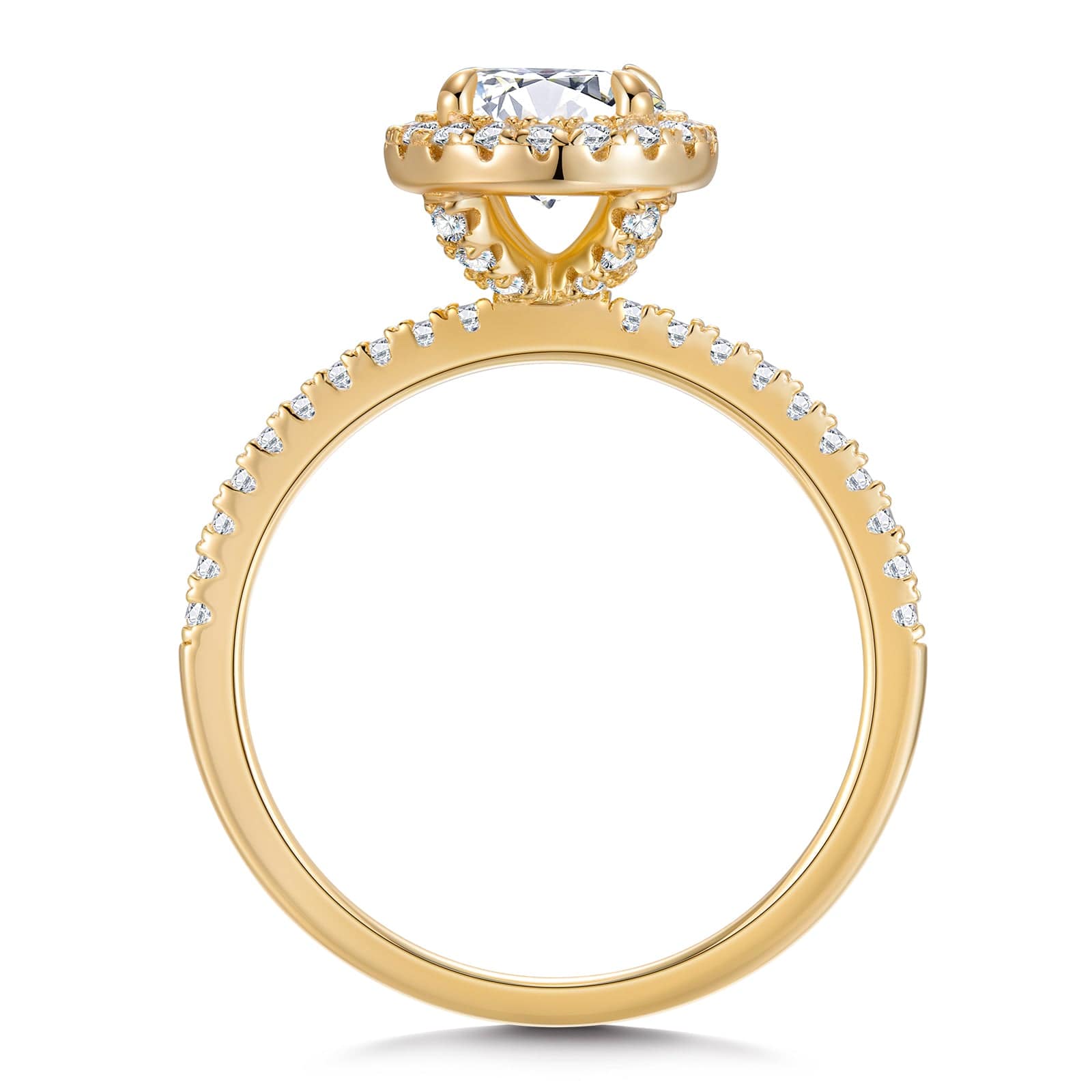 GENUINE LOVE Halo Engagement Ring - 1.00 Carat 18K Yellow Gold with a Round Brillant Cut Lab-Grown Diamond