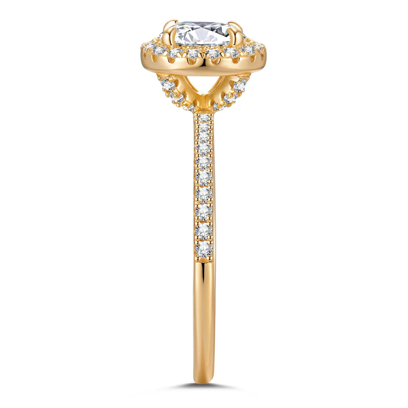 GENUINE LOVE Halo Engagement Ring - 1.00 Carat 18K Yellow Gold with a Round Brillant Cut Lab-Grown Diamond