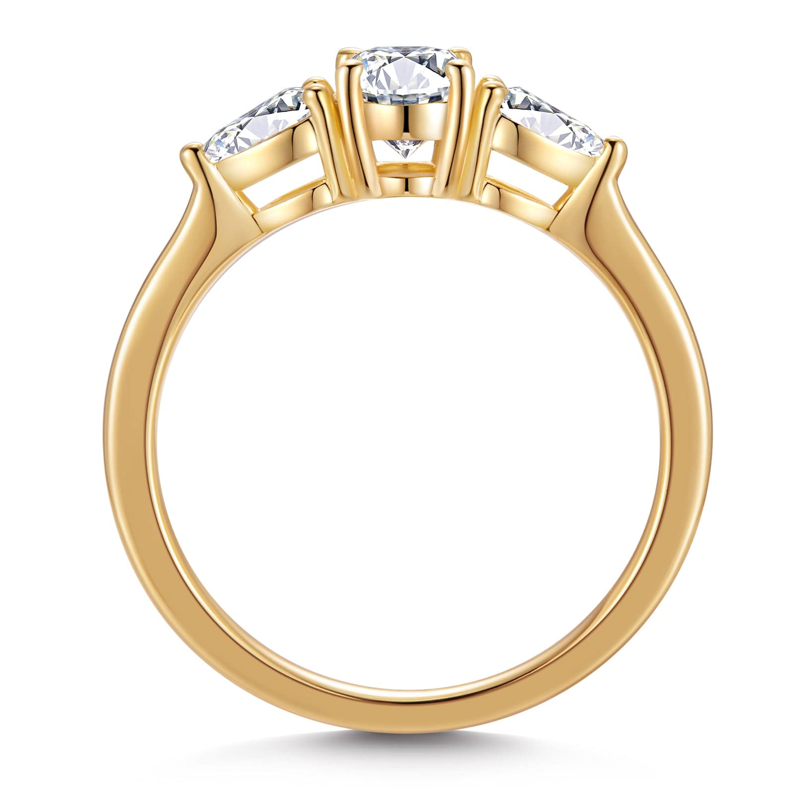 GENUINE LOVE Three Stone Engagement Ring - 1.01 Carat 10K Yellow Gold with a Oval Brillant Cut Lab-Grown Diamond