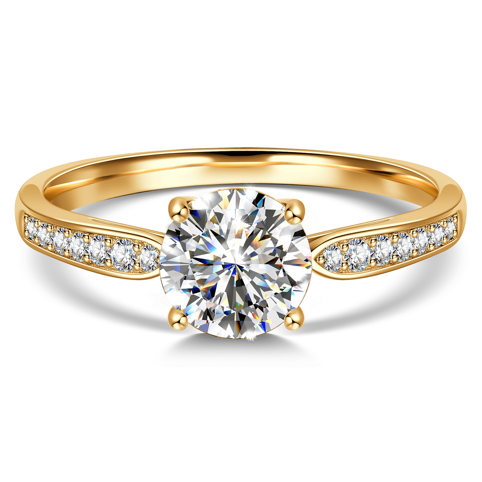 GENUINE LOVE Pave Engagement Ring - 18K Yellow Gold