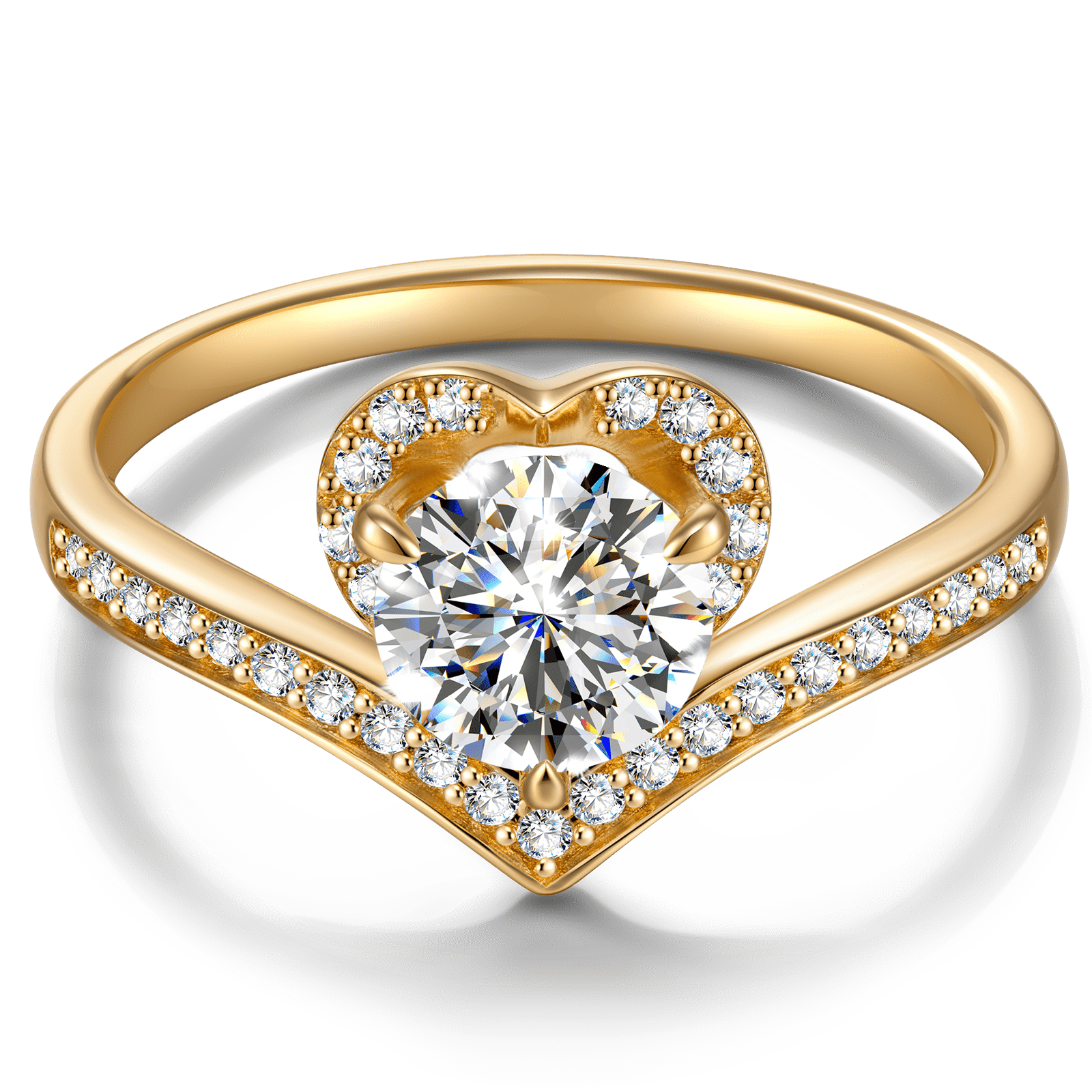 GENUINE LOVE Halo Engagement Ring - 18K Yellow Gold