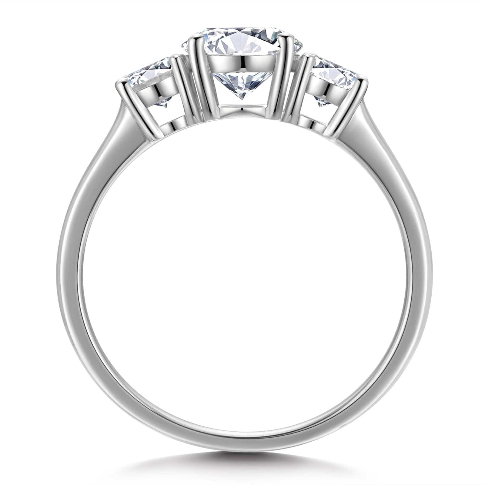 GENUINE LOVE Three Stone Engagement Ring - 1.00 Carat 14K White Gold with a Round Brillant Cut Lab-Grown Diamond