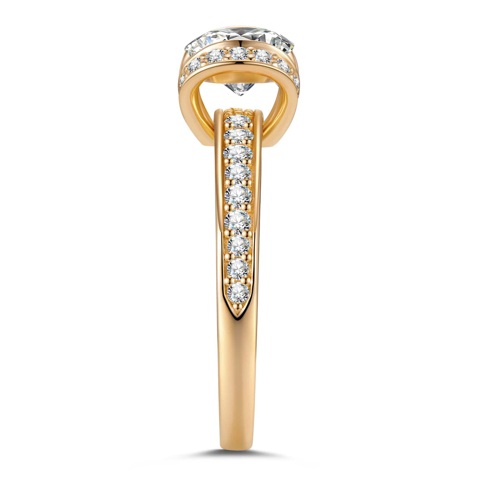 GENUINE LOVE Halo Engagement Ring - 1.00 Carat 14K Yellow Gold with a Round Brillant Cut Lab-Grown Diamond