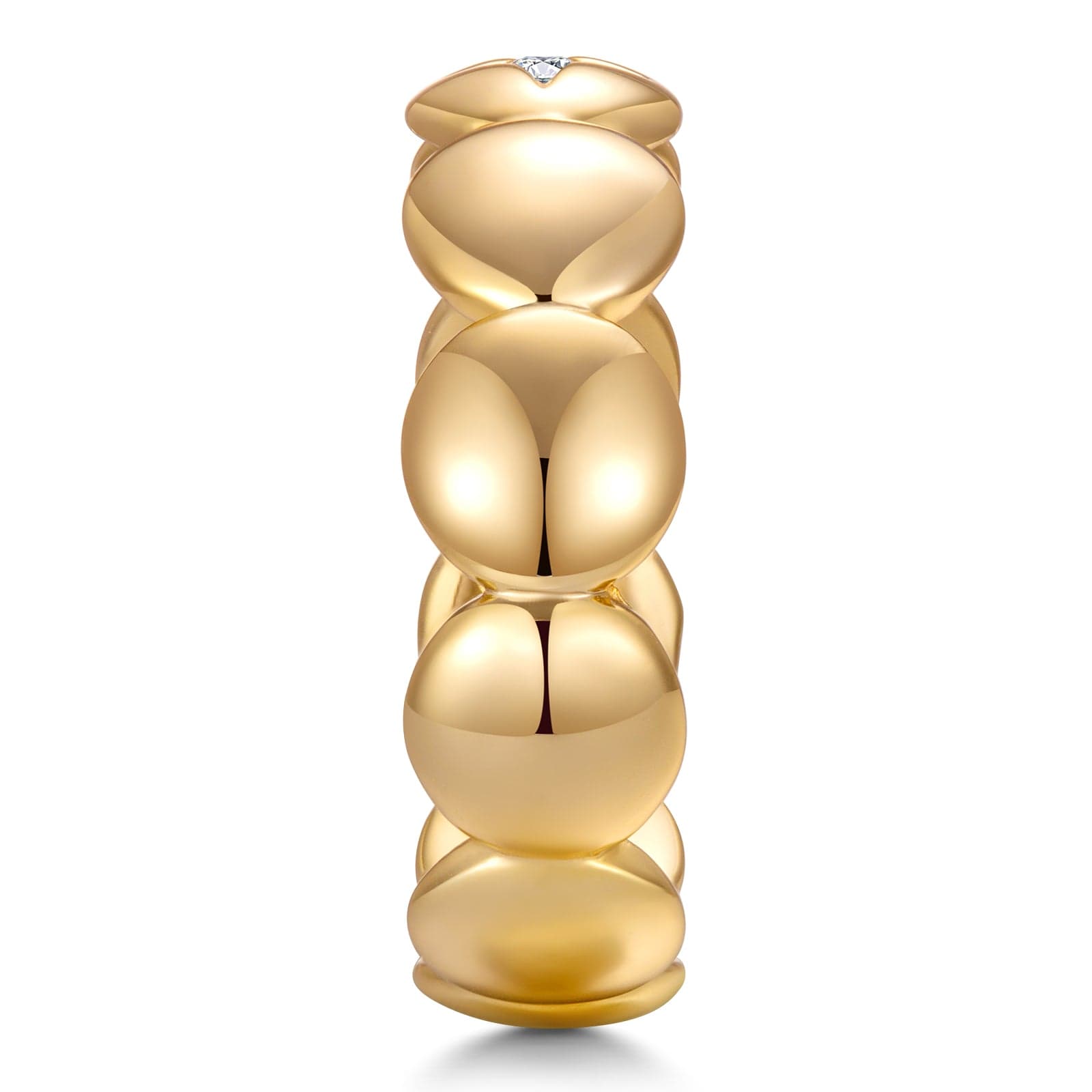 GENUINE LOVE Couple's Rings - 0.039 Carat 10K Yellow Gold Women's Ring with Round Brillant Cut Lab-Grown Diamond