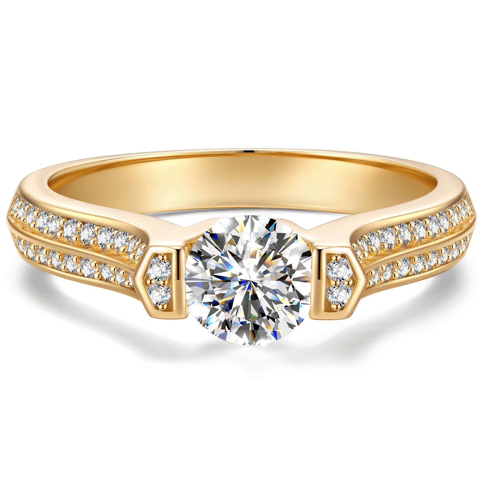 The Destiny Pave Engagement Ring - 1.00 Carat 14K Yellow Gold with a Round Brillant Cut Lab-Grown Diamond