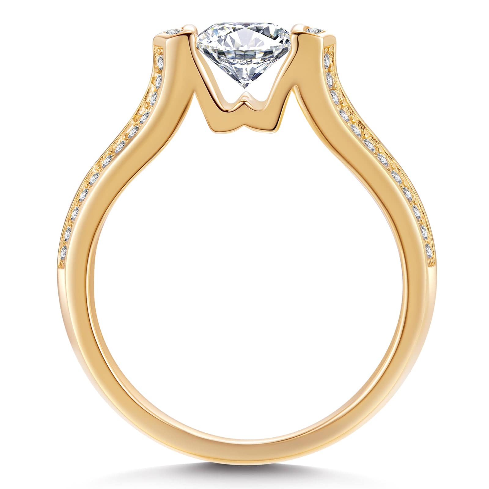 The Destiny Pave Engagement Ring - 1.00 Carat 14K Yellow Gold with a Round Brillant Cut Lab-Grown Diamond
