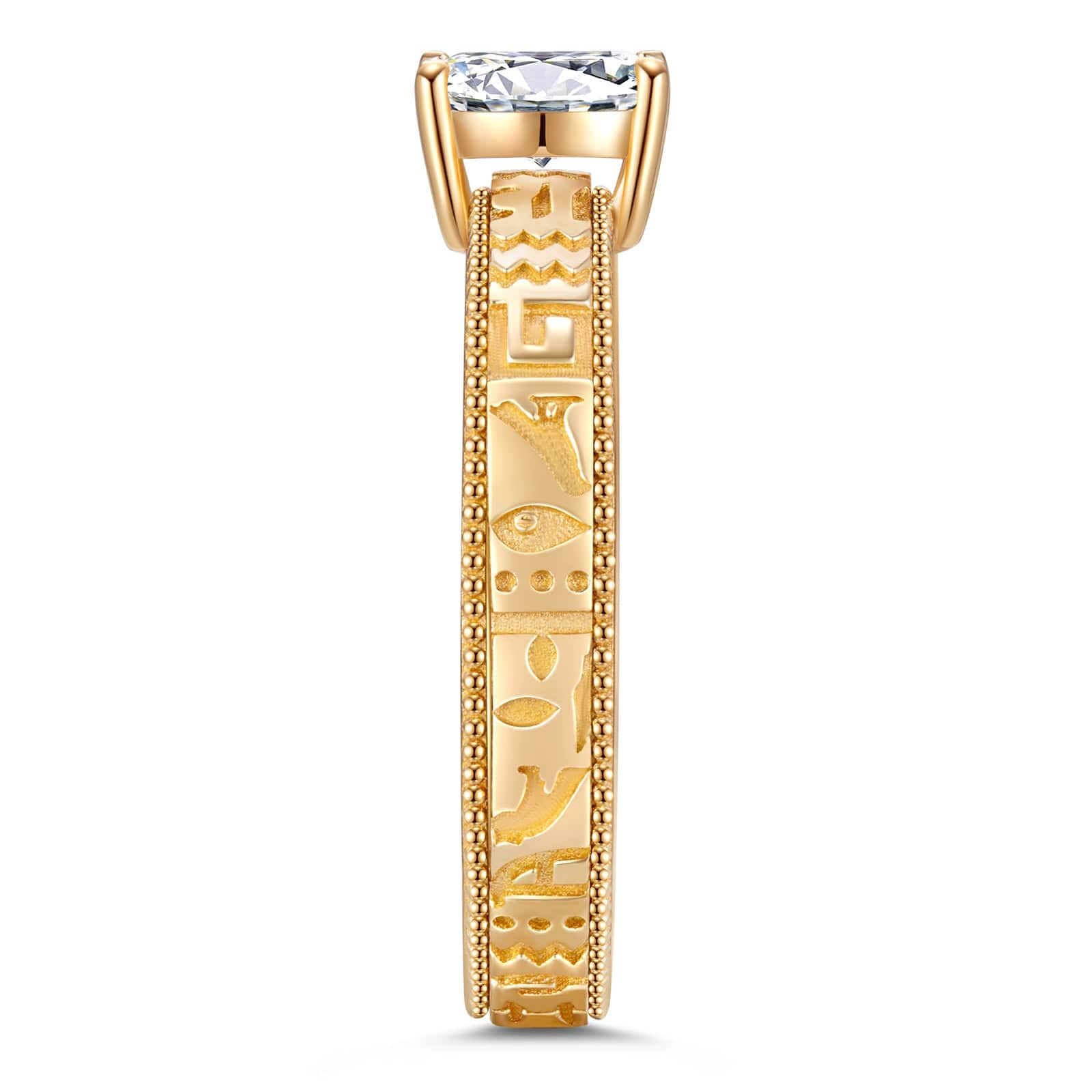 The Destiny Solitaire Engagement Ring - 1.00 Carat 10K Yellow Gold with a Radiant Cut Lab-Grown Diamond