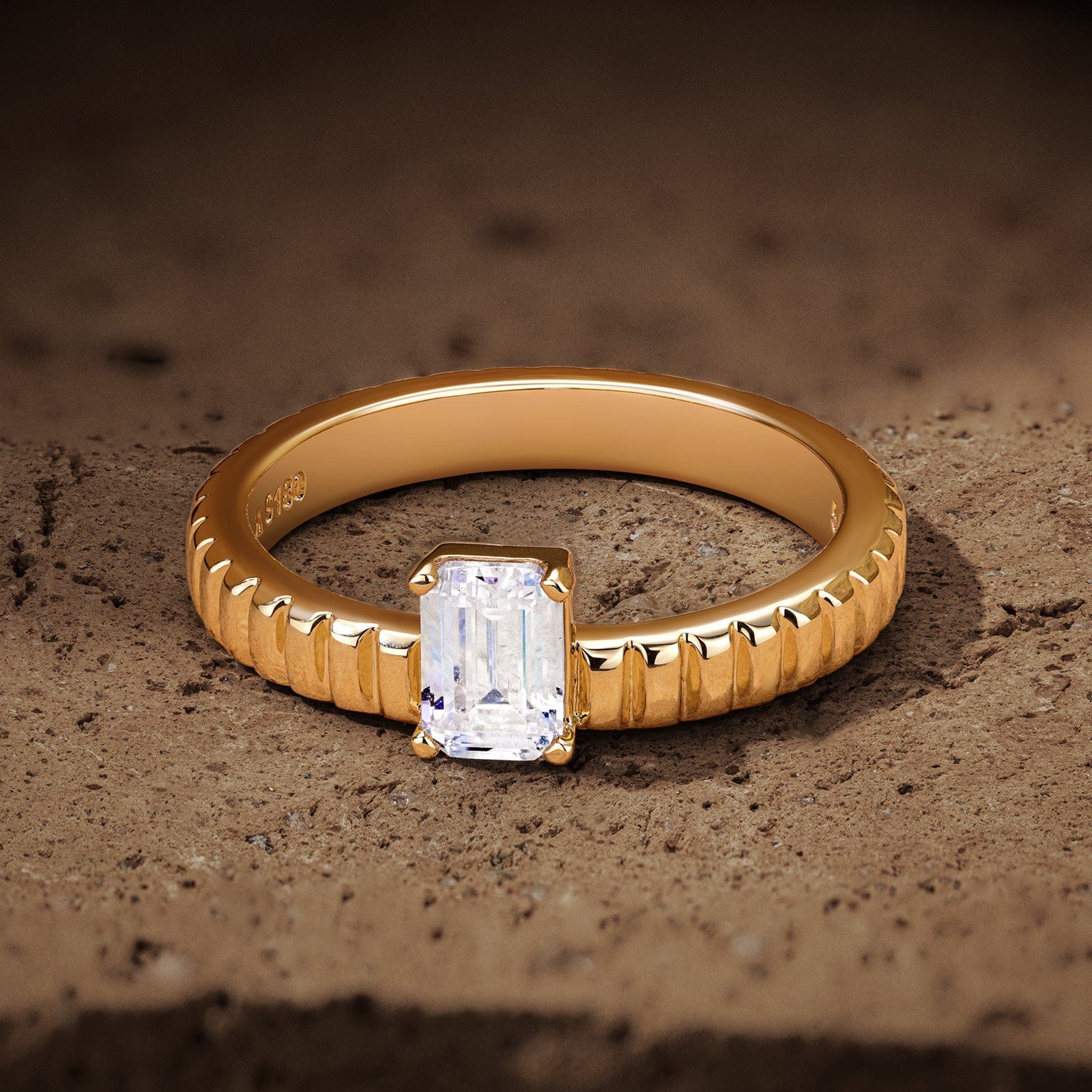 The Destiny Solitaire Engagement Ring - 1.02 Carat 14K Yellow Gold with a Emerald Cut Lab-Grown Diamond