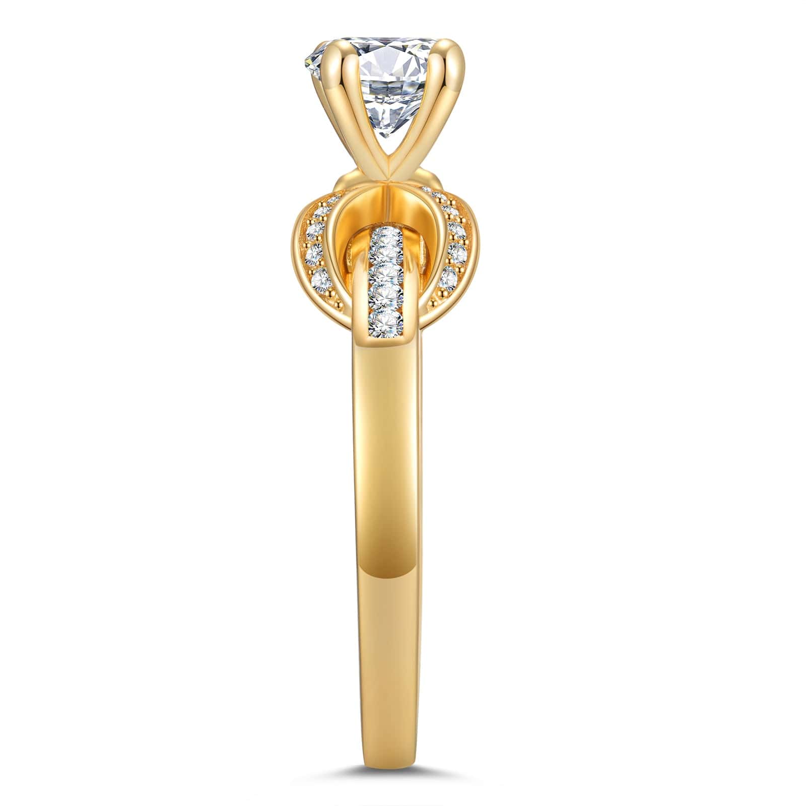 GENUINE LOVE Pave Engagement Ring - 1.00 Carat 14K Yellow Gold with a Round Brillant Cut Lab-Grown Diamond