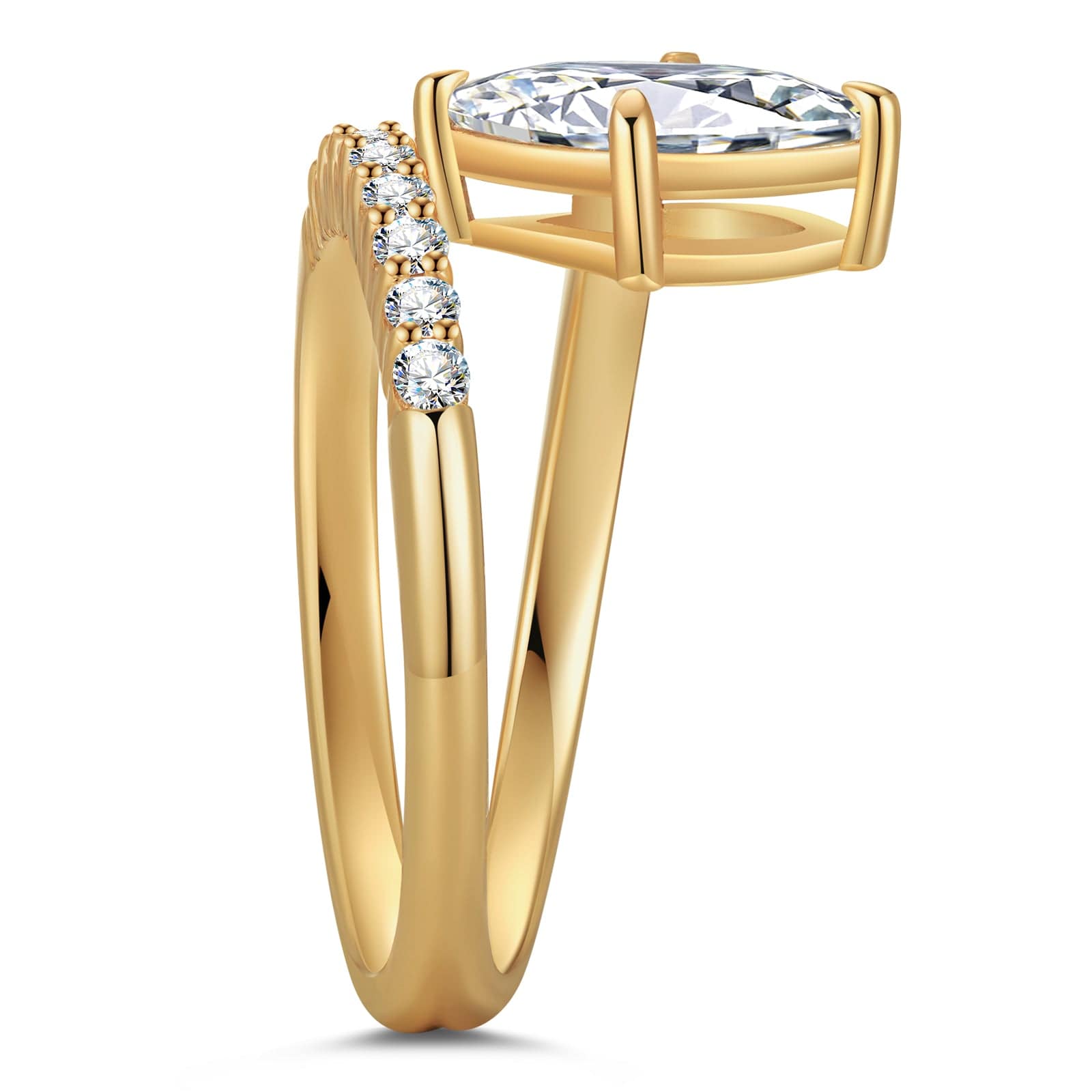 GENUINE LOVE Pave Engagement Ring - 1.01 Carat 14K Yellow Gold with a Marquise Brillant Cut Lab-Grown Diamond