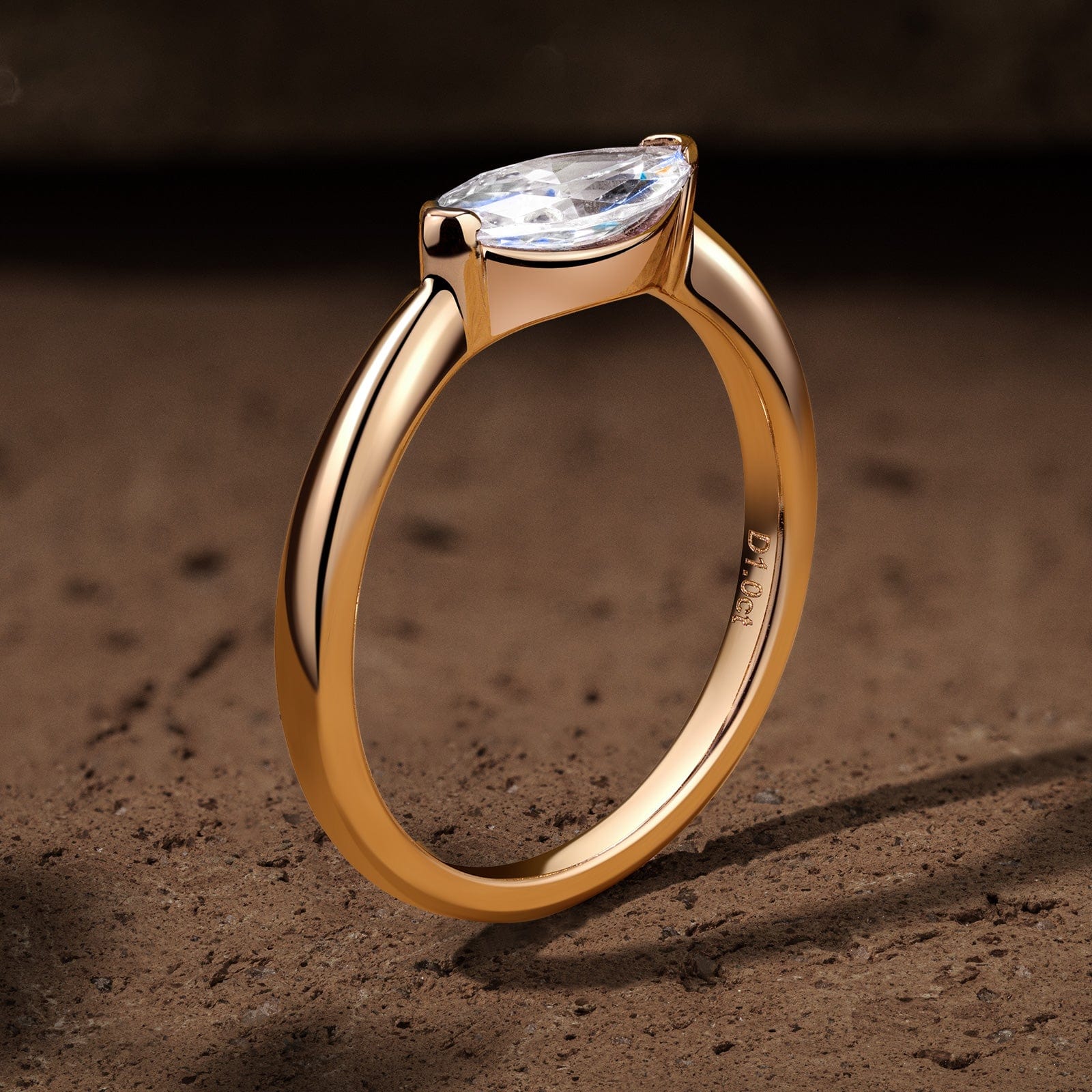 GENUINE LOVE Solitaire Engagement Ring - 1.01 Carat 14K Yellow Gold with a Marquise Brilliant Cut Lab-Grown Diamond