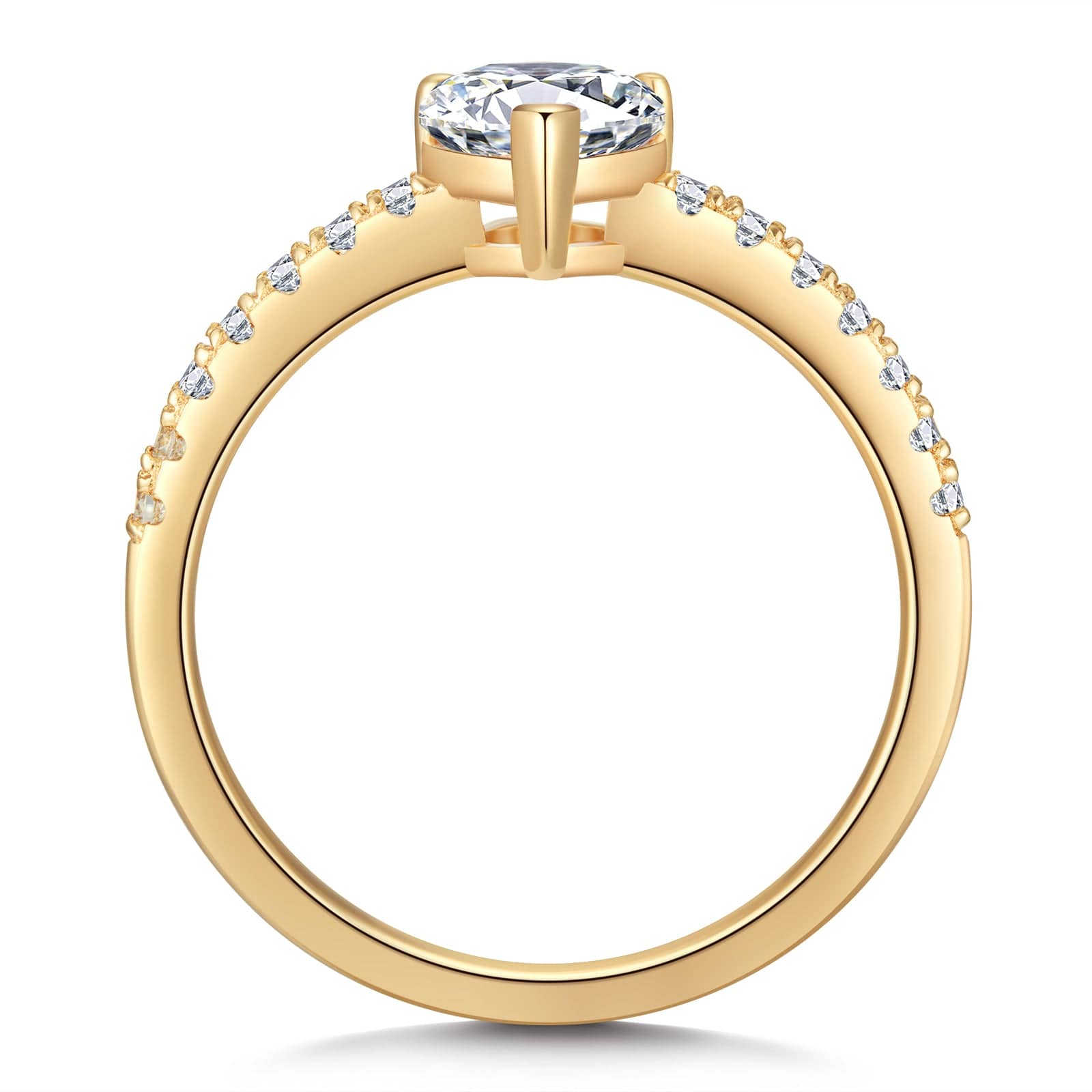 GENUINE LOVE Pave Engagement Ring - 1.01 Carat 10K Yellow Gold with a Pear Brilliant Cut Lab-Grown Diamond