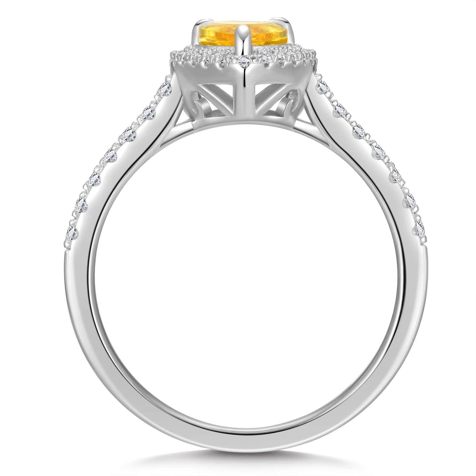 The Queen Halo Engagement Ring - 1.01 Carat 14K White Gold with a Pear Brillant Cut Lab-Grown Diamond