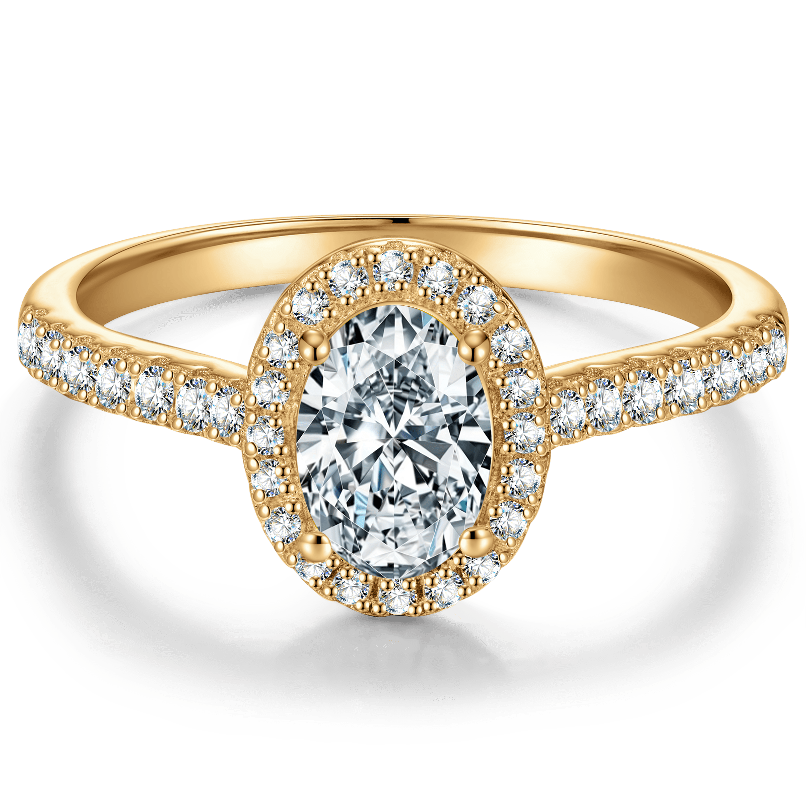 GENUINE LOVE Halo Engagement Ring - 1.01 Carat 18K Yellow Gold with a Oval Brillant Cut Lab-Grown Diamond