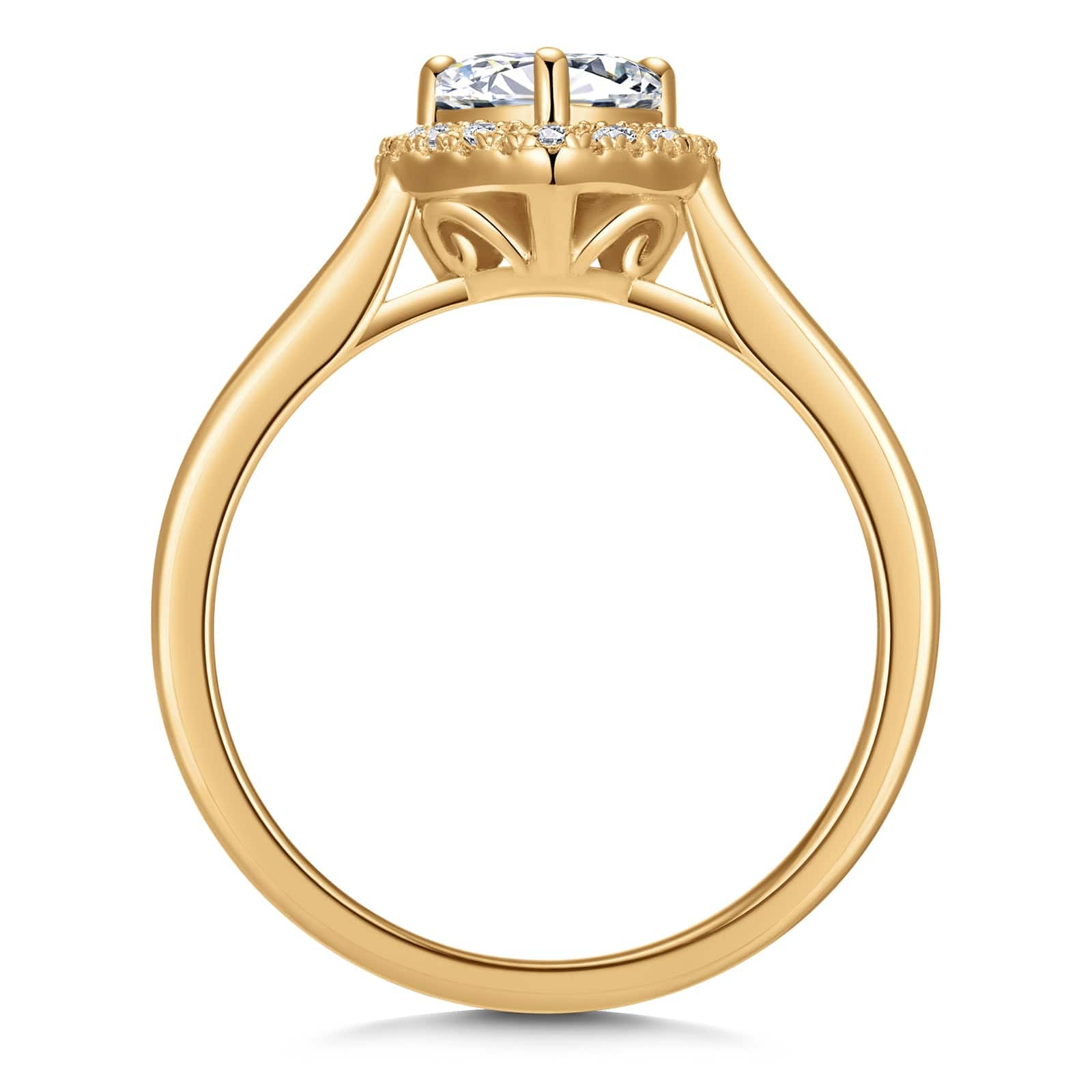 GENUINE LOVE Halo Engagement Ring - 1.00 Carat 10K Yellow Gold with a Heart Brillant Cut Lab-Grown Diamond