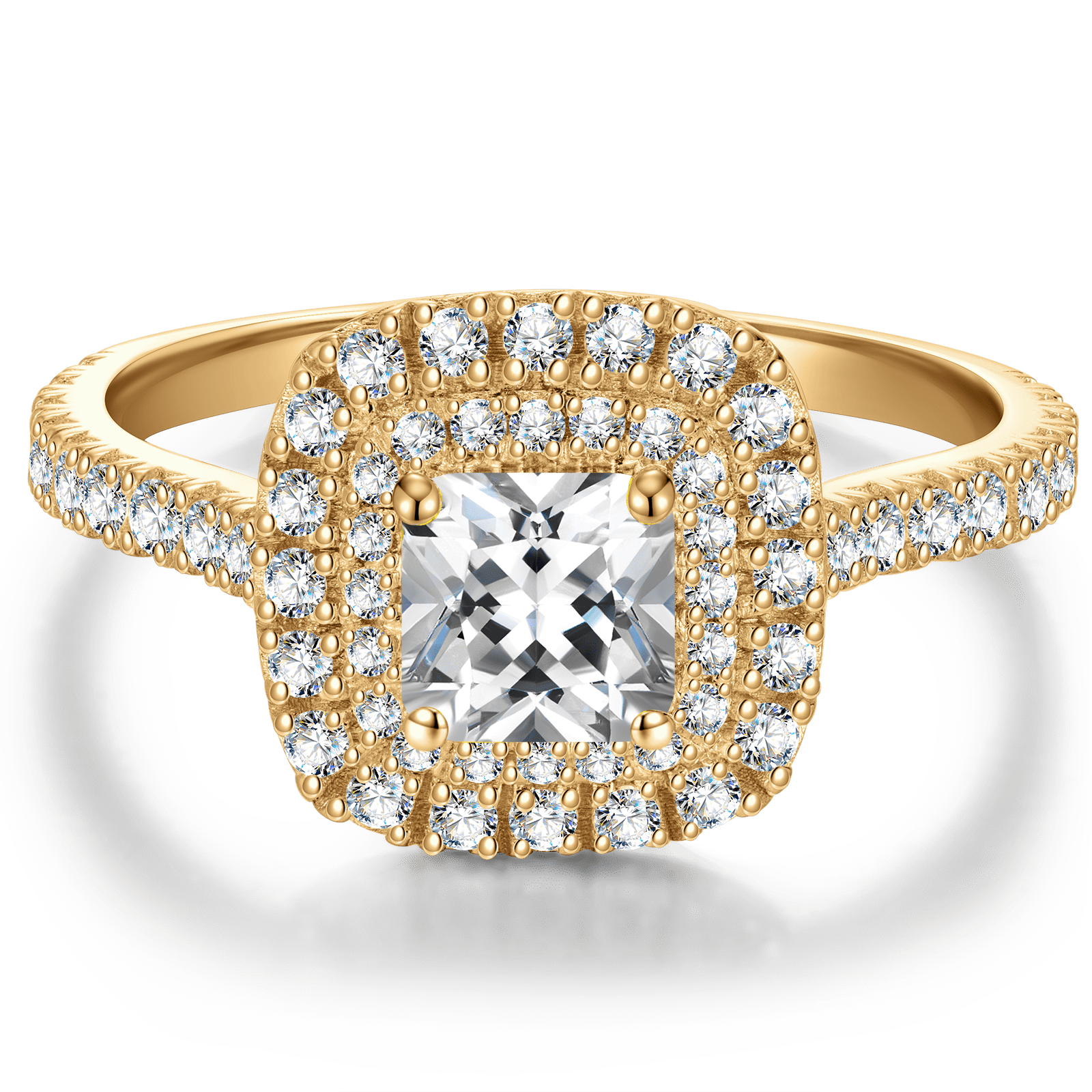 GENUINE LOVE Halo Engagement Ring - 1.00 Carat 14K Yellow Gold with a Asscher Cut Lab-Grown Diamond
