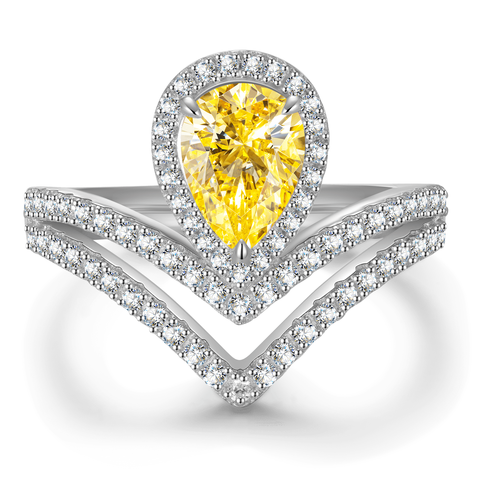 The Queen Halo Engagement Ring - 1.01 Carat 14K White Gold with a Pear Brilliant Cut Lab-Grown Diamond