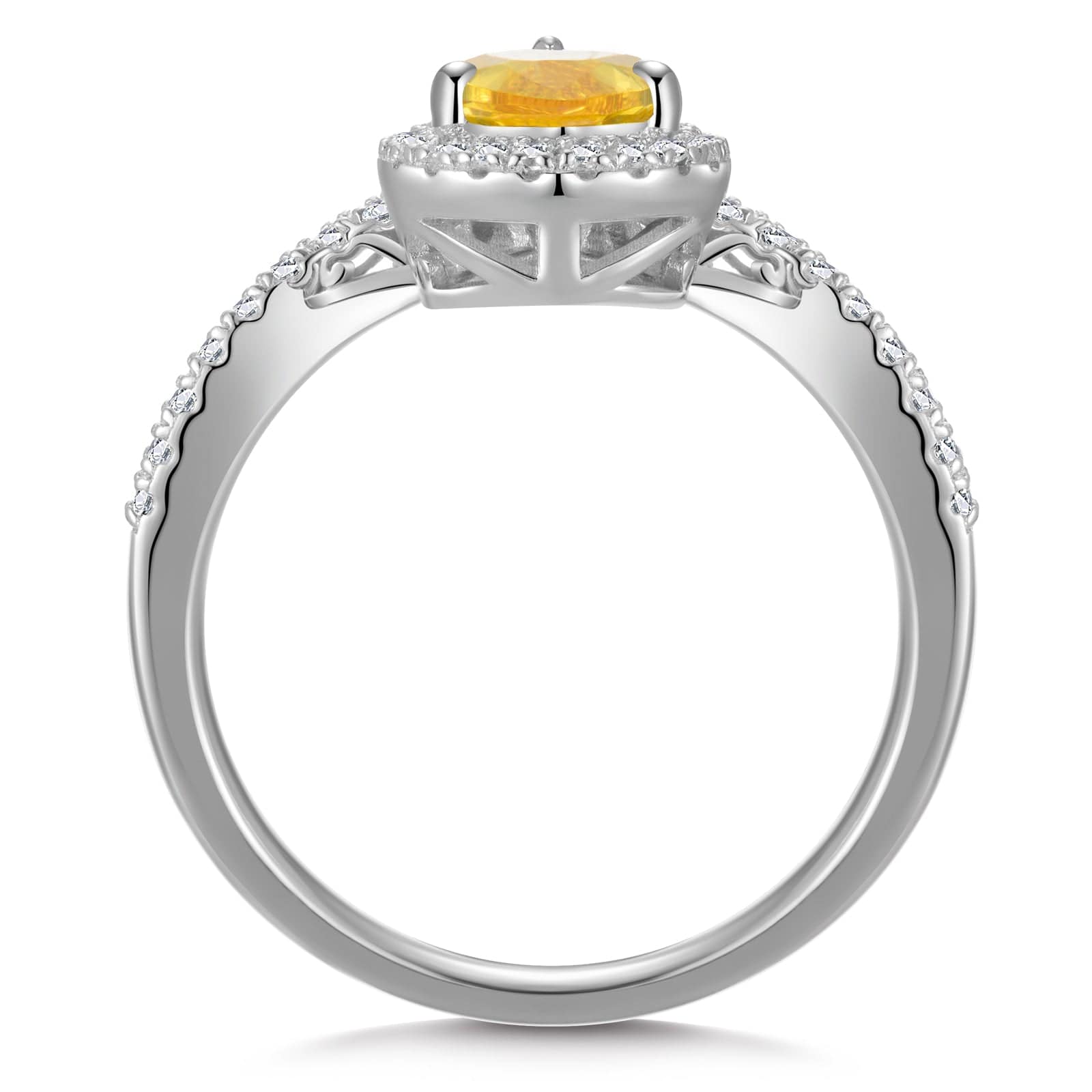 The Queen Halo Engagement Ring - 1.01 Carat 14K White Gold with a Pear Brilliant Cut Lab-Grown Diamond