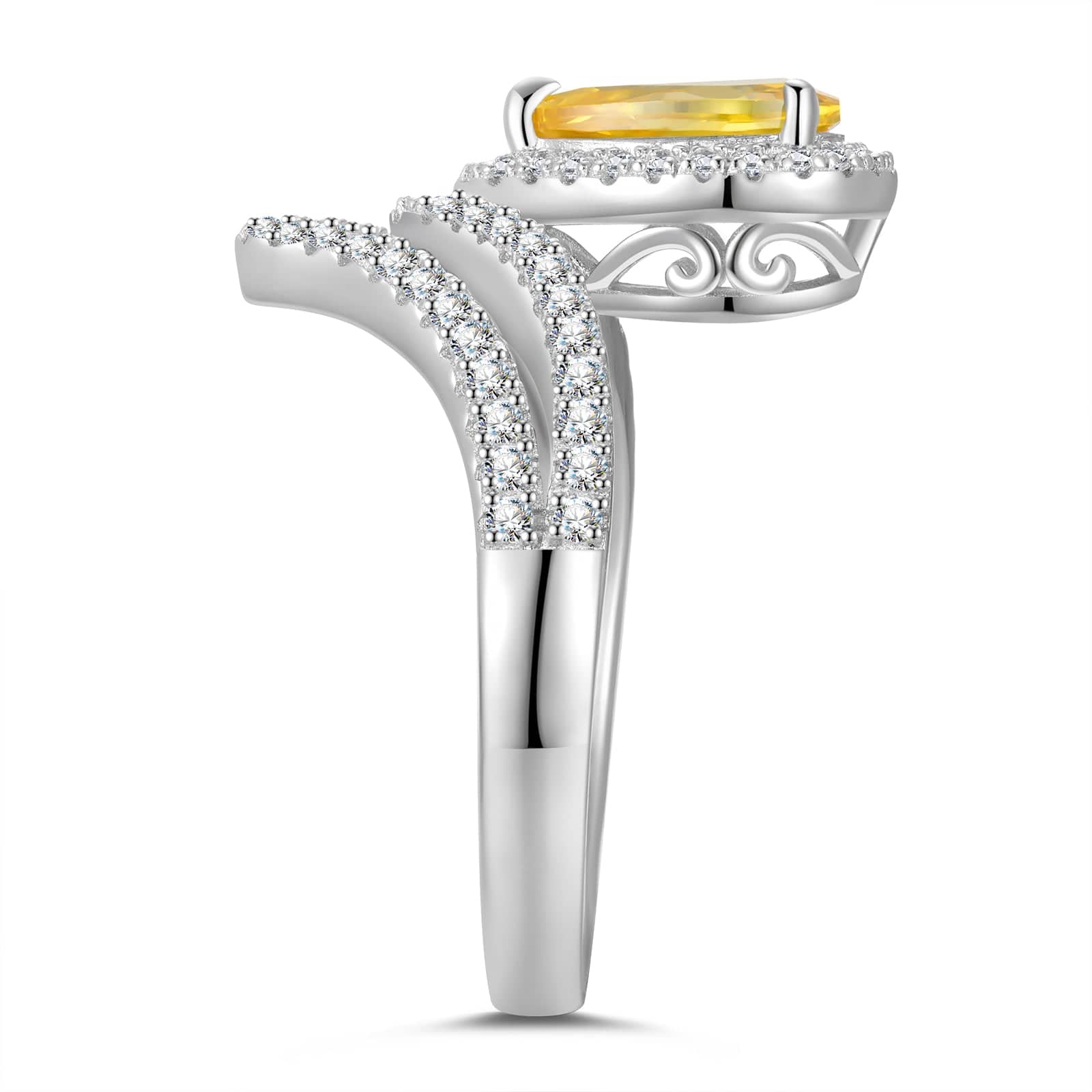 The Queen Halo Engagement Ring - 1.01 Carat 10K White Gold with a Pear Brilliant Cut Lab-Grown Diamond