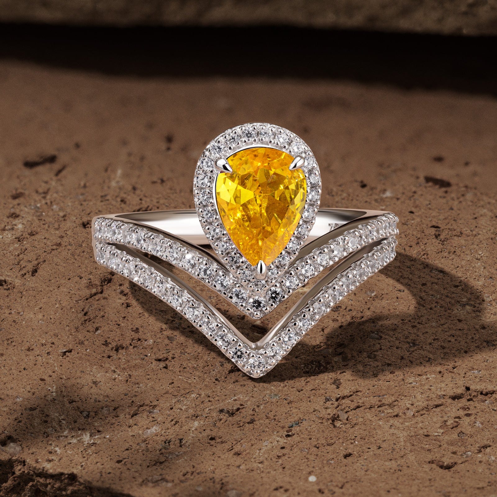 The Queen Halo Engagement Ring - 1.01 Carat 10K White Gold with a Pear Brilliant Cut Lab-Grown Diamond