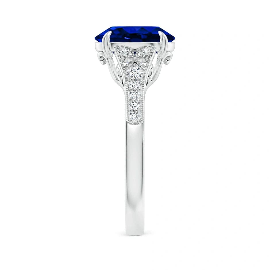 Lab-Grown Oval Brilliant Cut Sapphire - Pave Classic Engagement Ring 14K White Gold