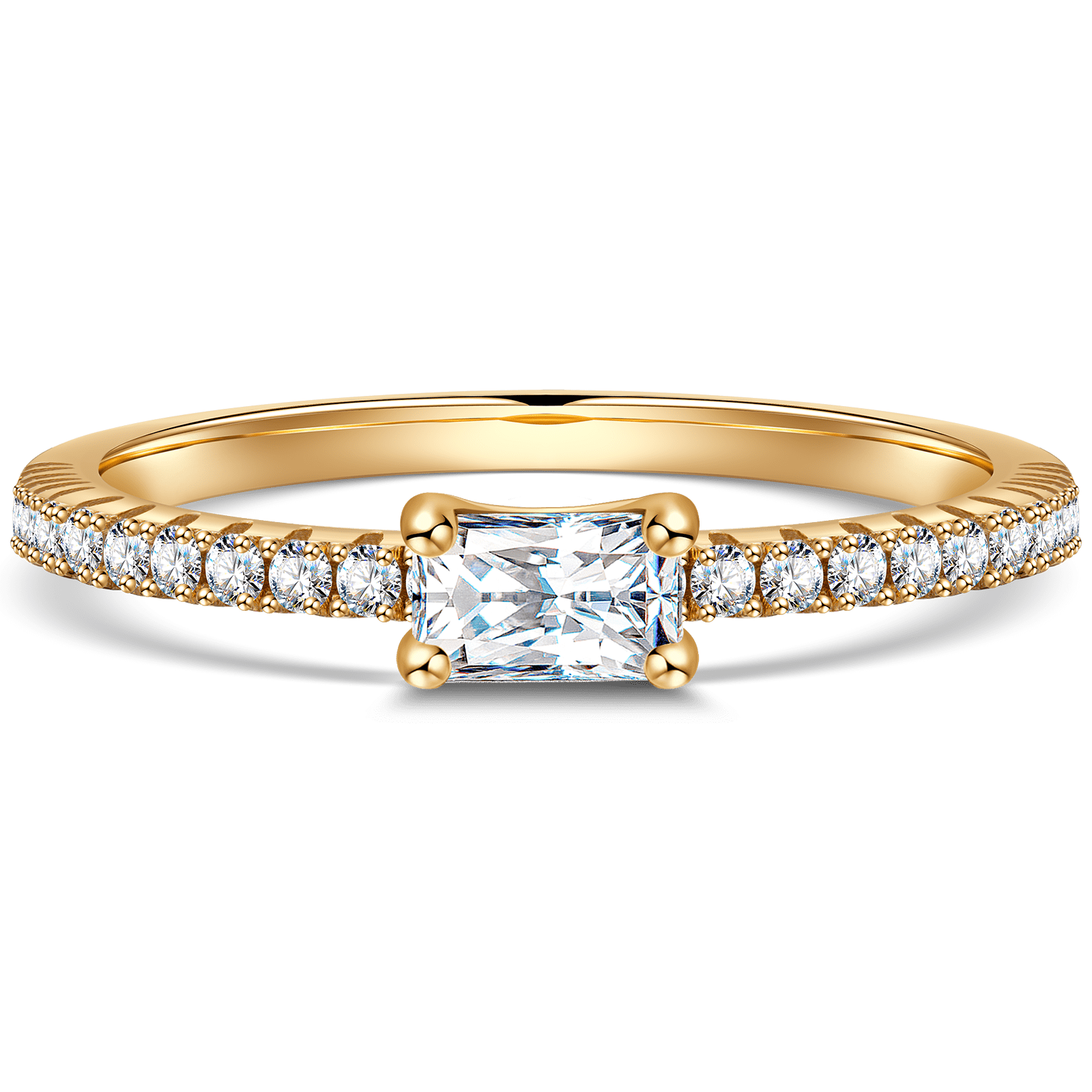 GENUINE LOVE Pave Engagement Ring - 18K Yellow Gold