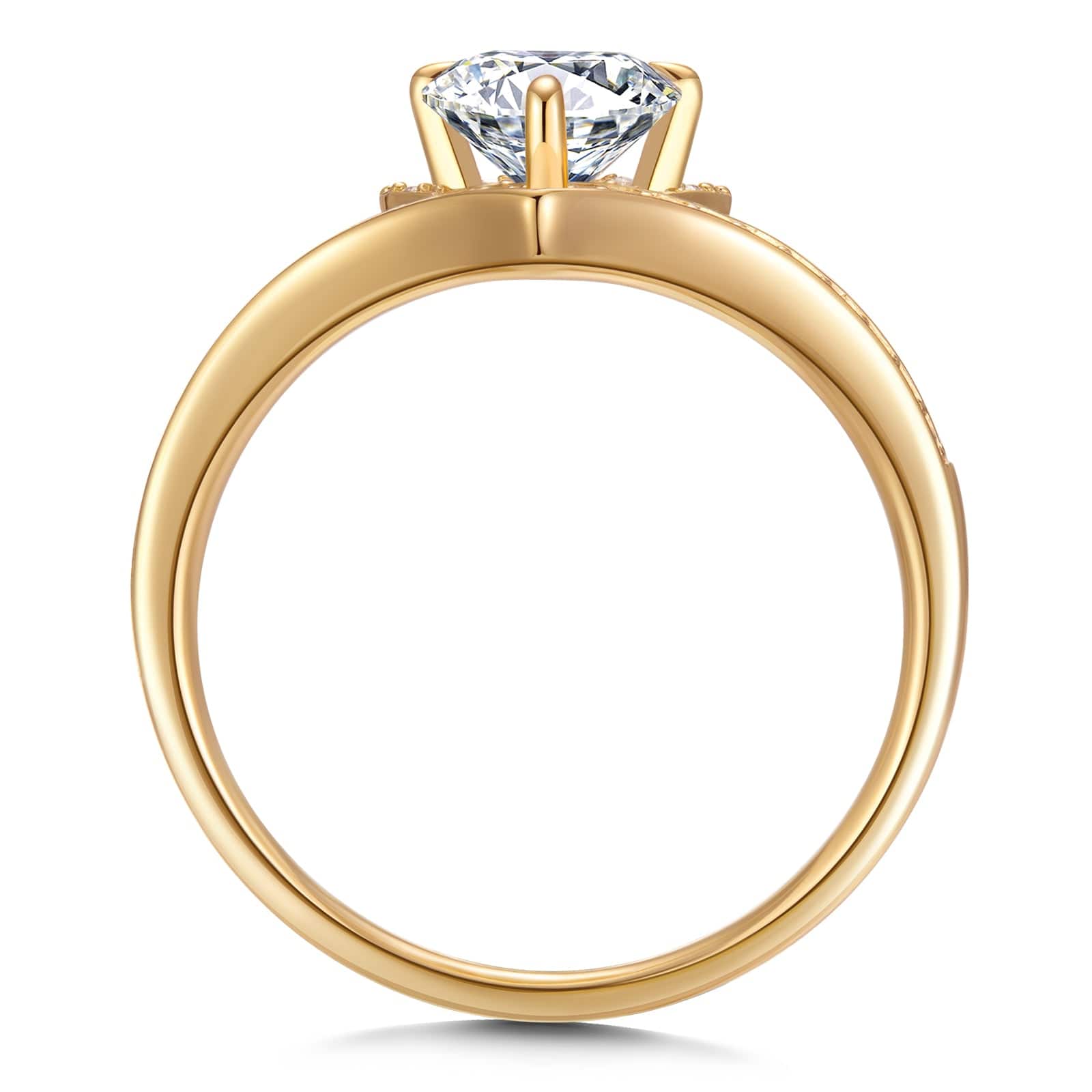 GENUINE LOVE Halo Engagement Ring - 1.00 Carat 14K Yellow Gold with a Round Brillant Cut Lab-Grown Diamond