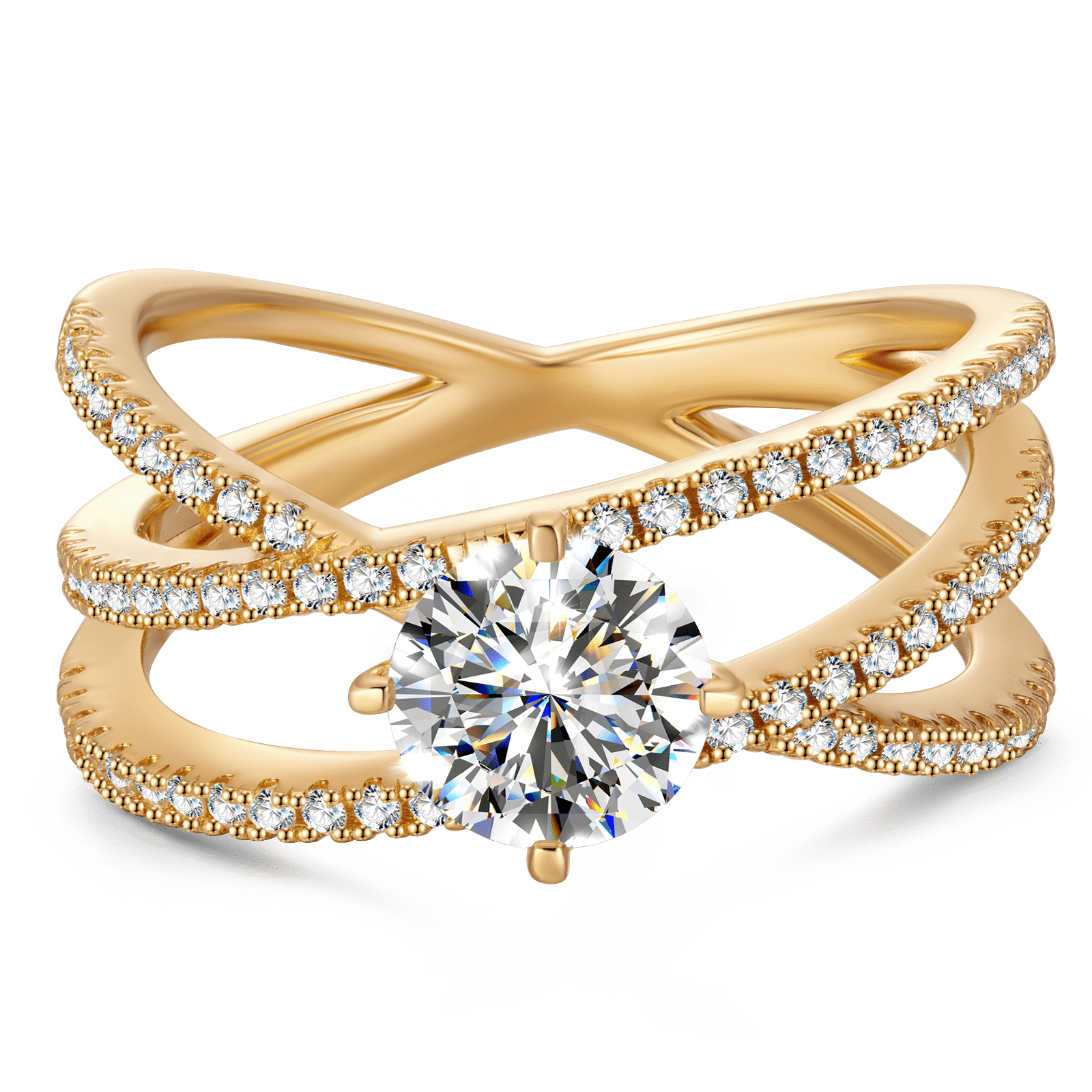 GENUINE LOVE Pave Engagement Ring - 18K Yellow Gold