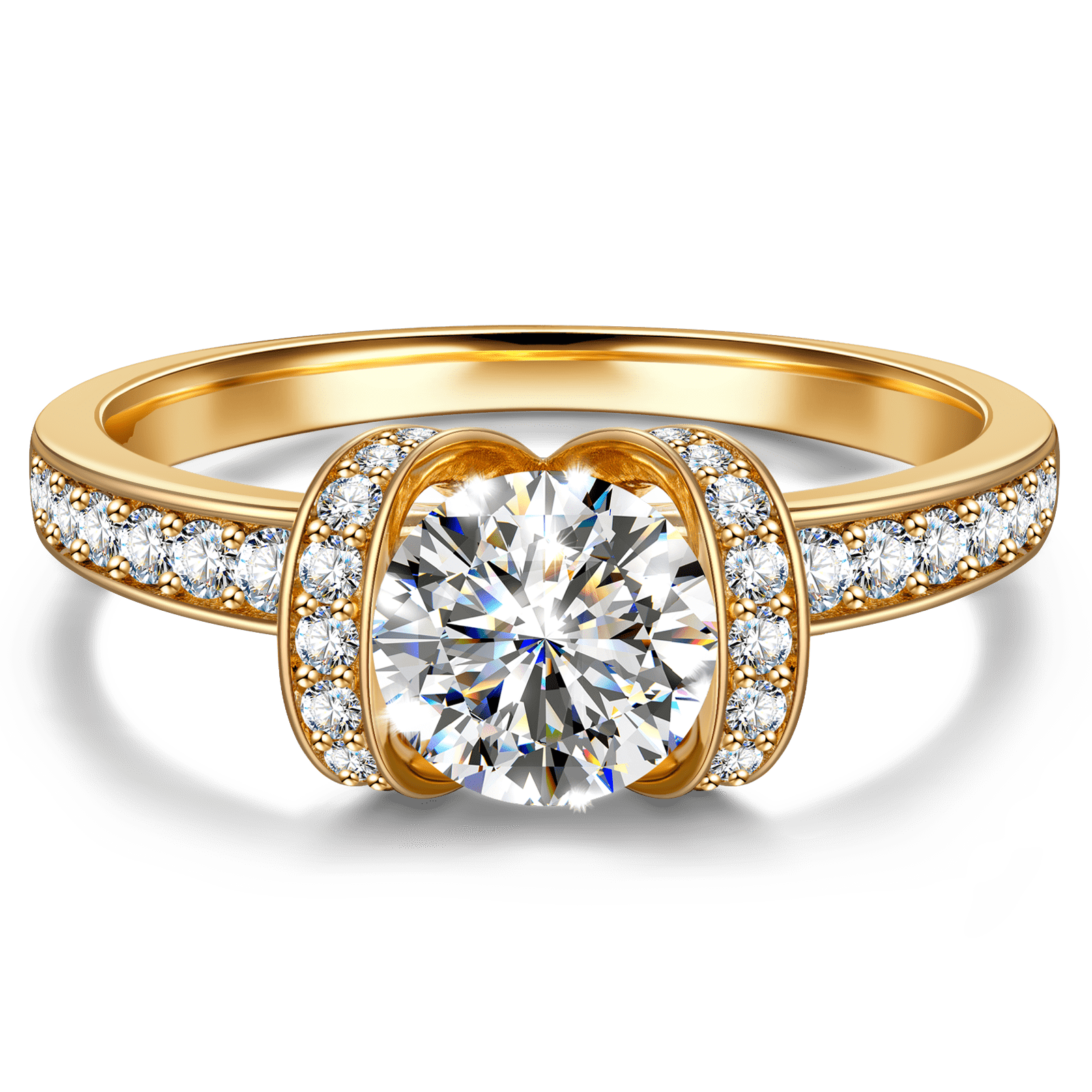 GENUINE LOVE Halo Engagement Ring - 18K Yellow Gold