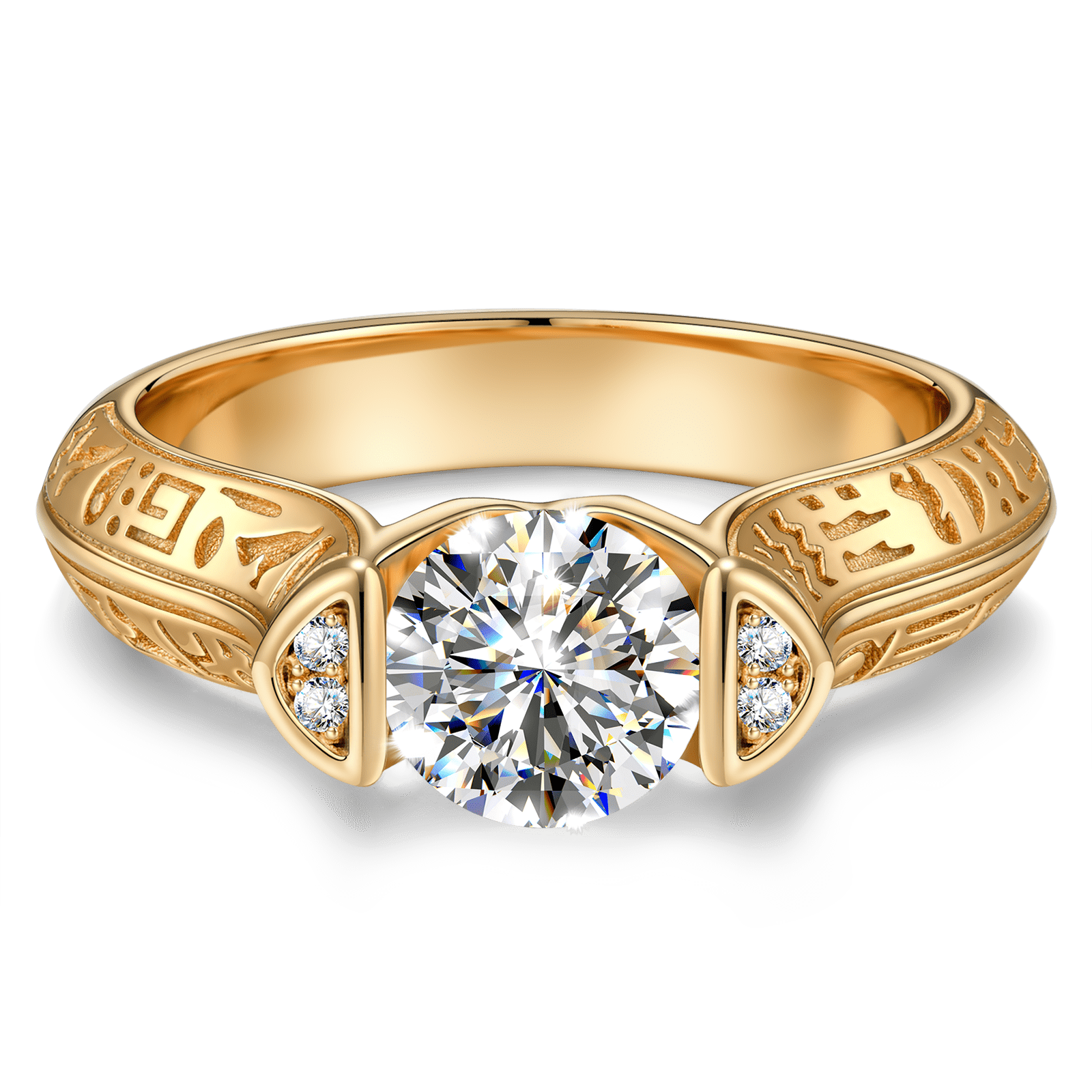 The Destiny Pave Engagement Ring - 1.00 Carat 10K Yellow Gold with a Round Brillant Cut Lab-Grown Diamond