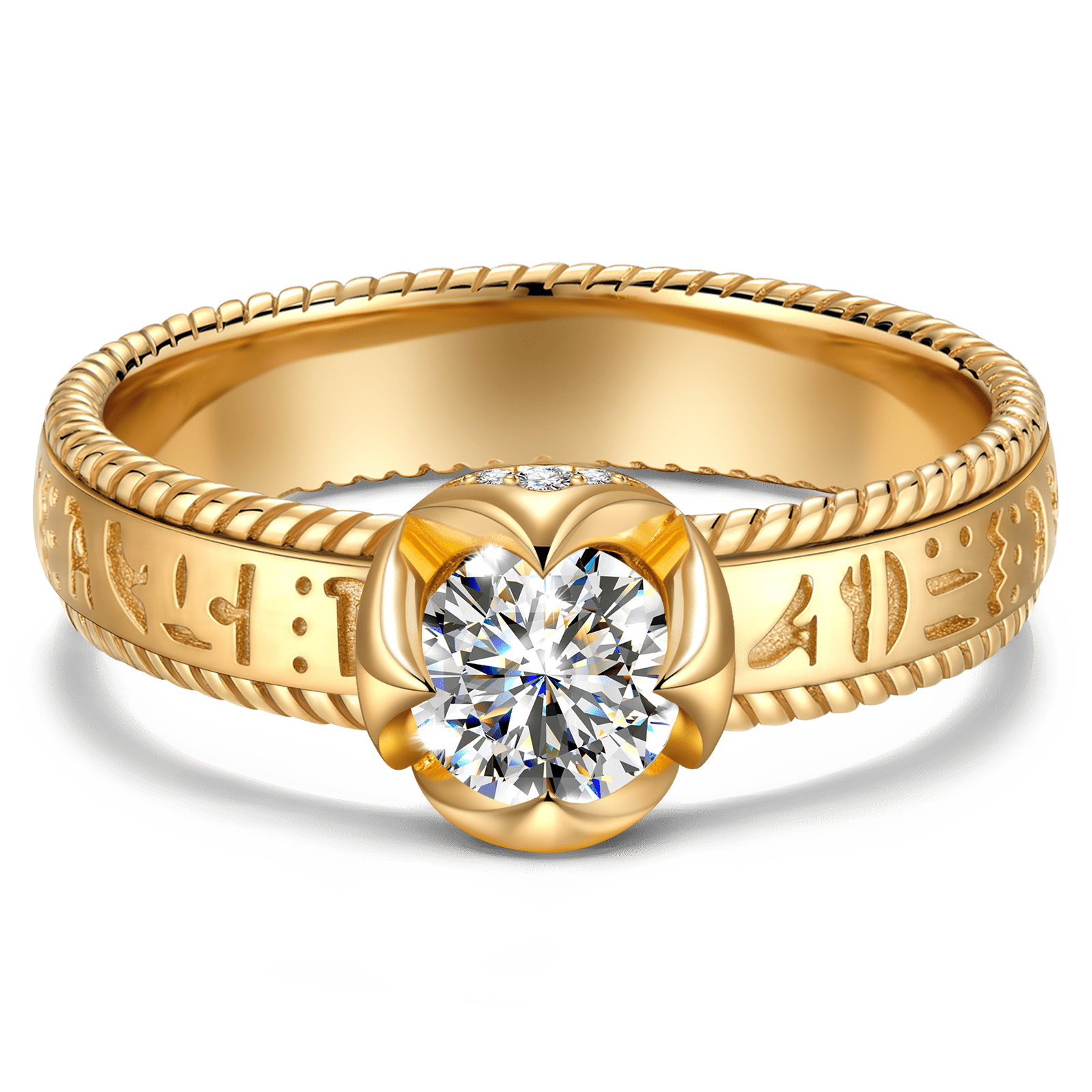 The Destiny Hidden Halo Engagement Ring - 1.00 Carat 14K Yellow Gold with a Round Brillant Cut Lab-Grown Diamond