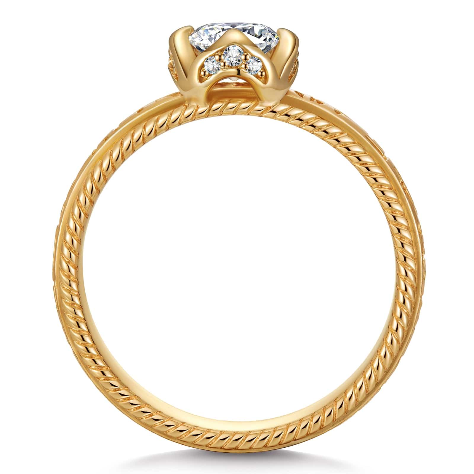 The Destiny Hidden Halo Engagement Ring - 1.00 Carat 14K Yellow Gold with a Round Brillant Cut Lab-Grown Diamond