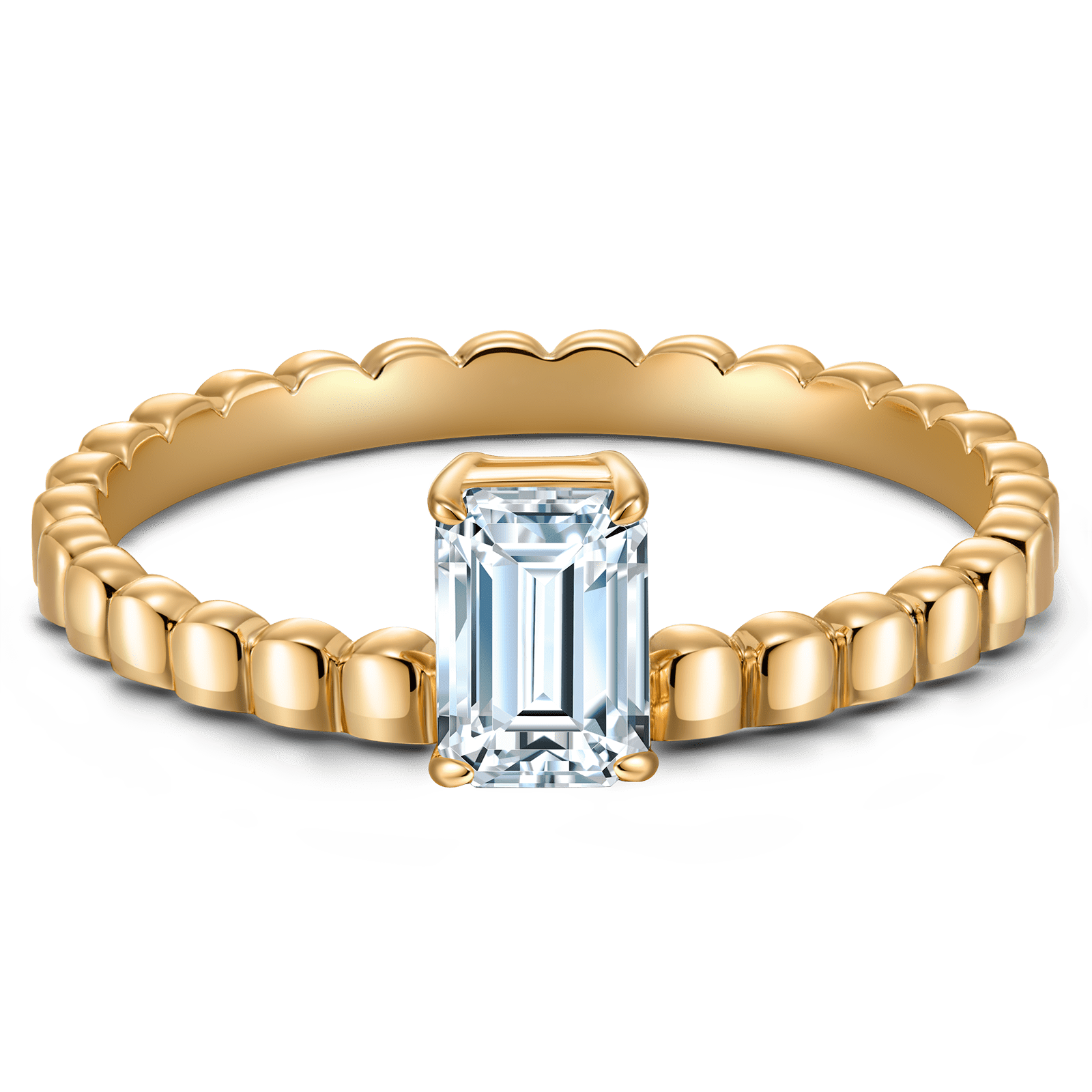 The Destiny Solitaire Engagement Ring - 1.02 Carat 14K Yellow Gold with a Emerald Cut Lab-Grown Diamond