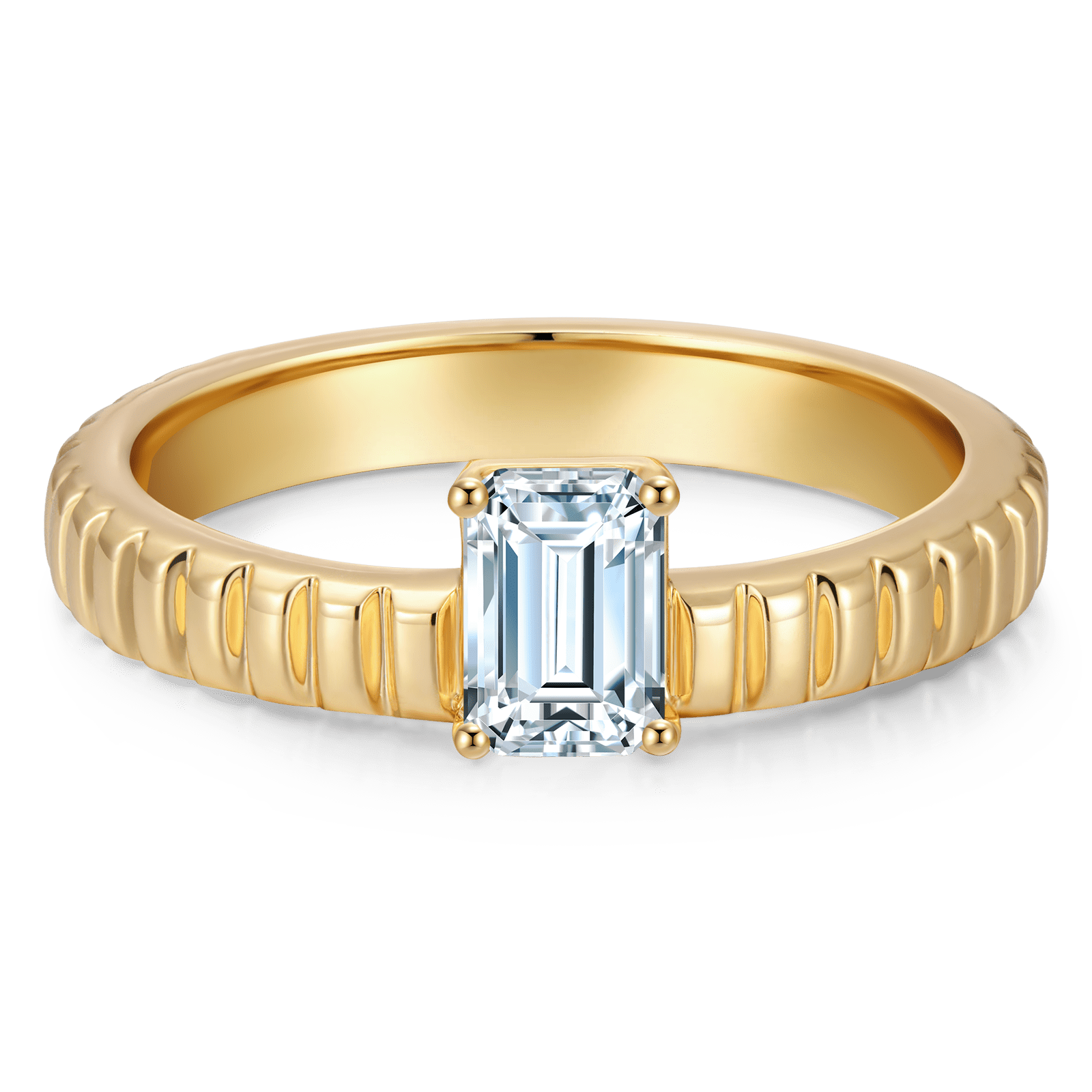 The Destiny Solitaire Engagement Ring - 1.02 Carat 14K Yellow Gold with a Emerald Cut Lab-Grown Diamond