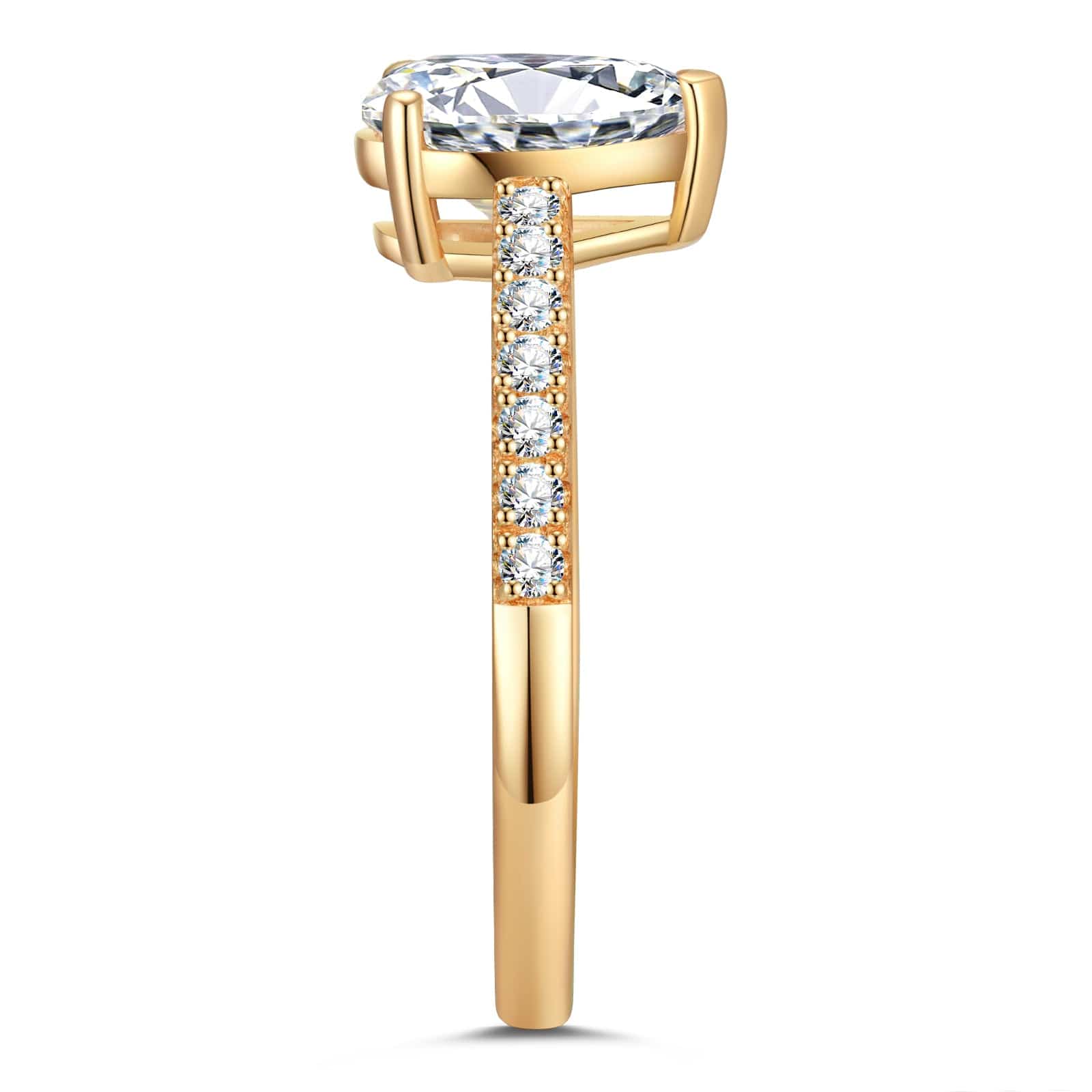 GENUINE LOVE Pave Engagement Ring - 1.01 Carat 10K Yellow Gold with a Pear Brilliant Cut Lab-Grown Diamond