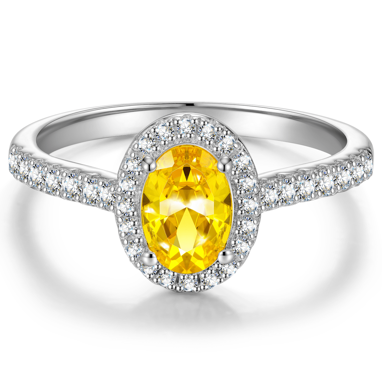 The Queen Halo Engagement Ring - 1.01 Carat 10K White Gold with a Oval Brillant Cut Lab-Grown Diamond