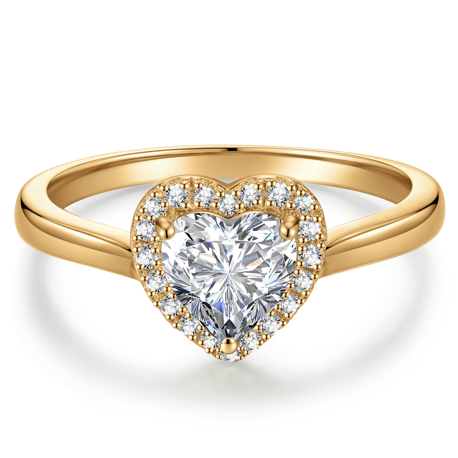 GENUINE LOVE Halo Engagement Ring - 1.00 Carat 10K Yellow Gold with a Heart Brillant Cut Lab-Grown Diamond