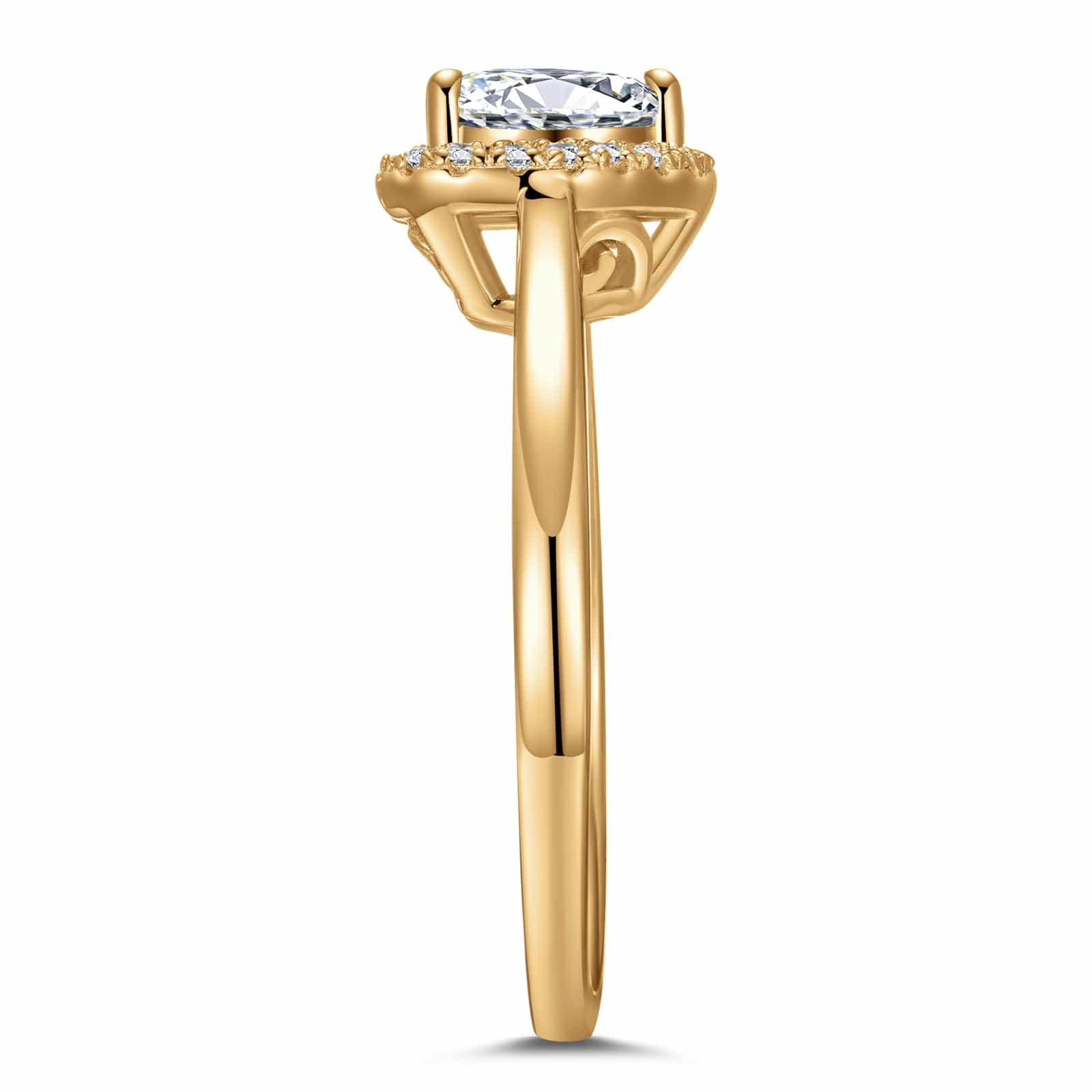 GENUINE LOVE Halo Engagement Ring - 1.00 Carat 10K Yellow Gold with a Heart Brillant Cut Lab-Grown Diamond