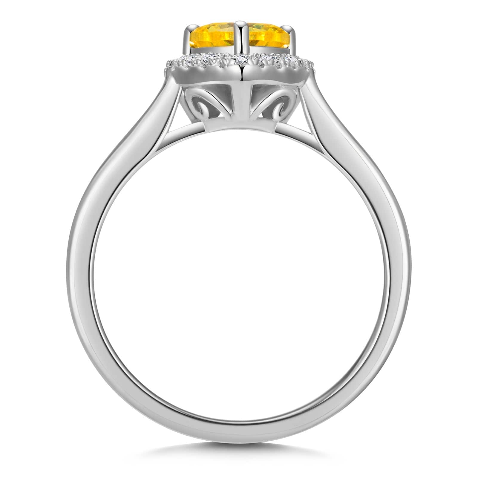 The Queen Halo Engagement Ring - 1.00 Carat 10K White Gold with a Heart Brillant Cut Lab-Grown Diamond