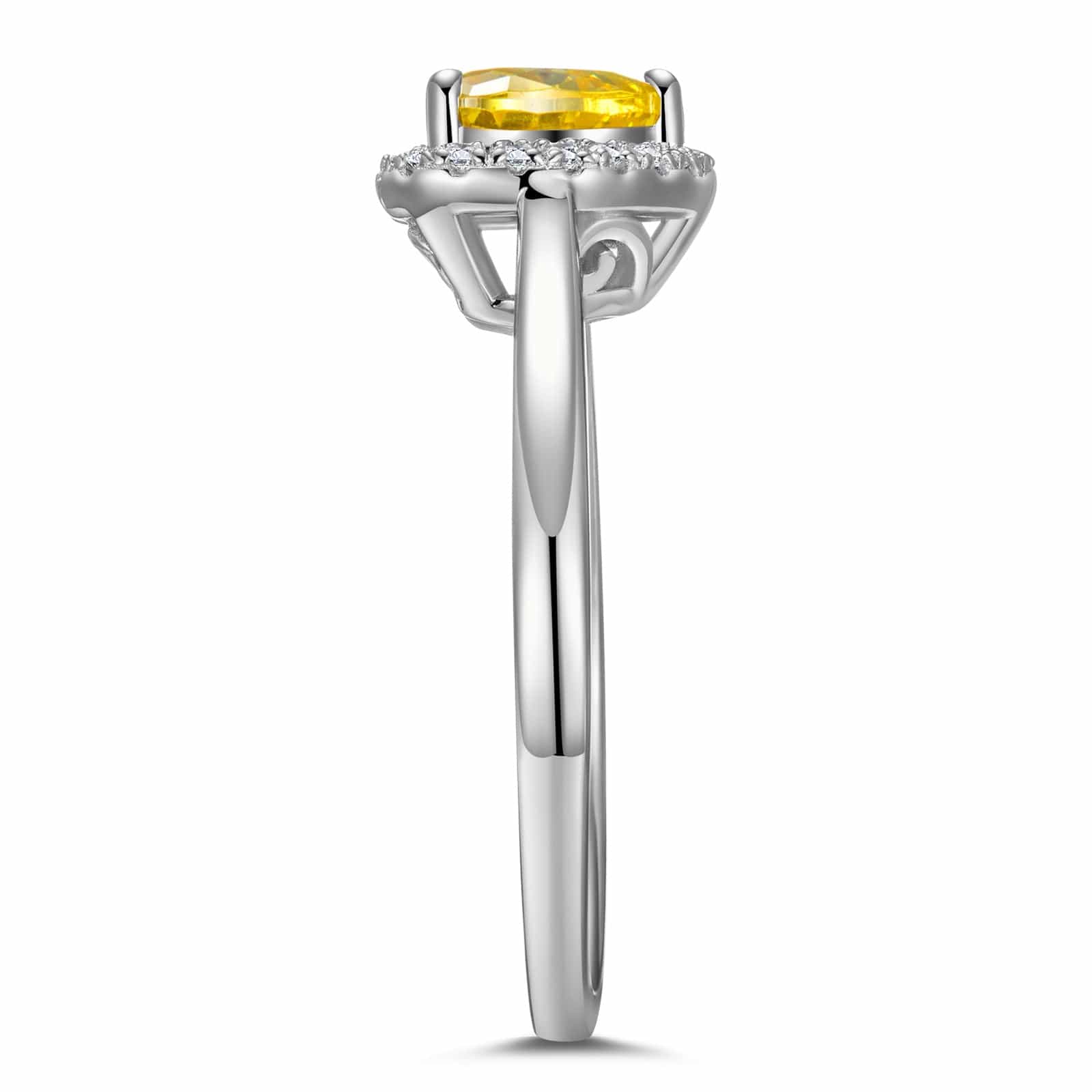 The Queen Halo Engagement Ring - 1.00 Carat 10K White Gold with a Heart Brillant Cut Lab-Grown Diamond