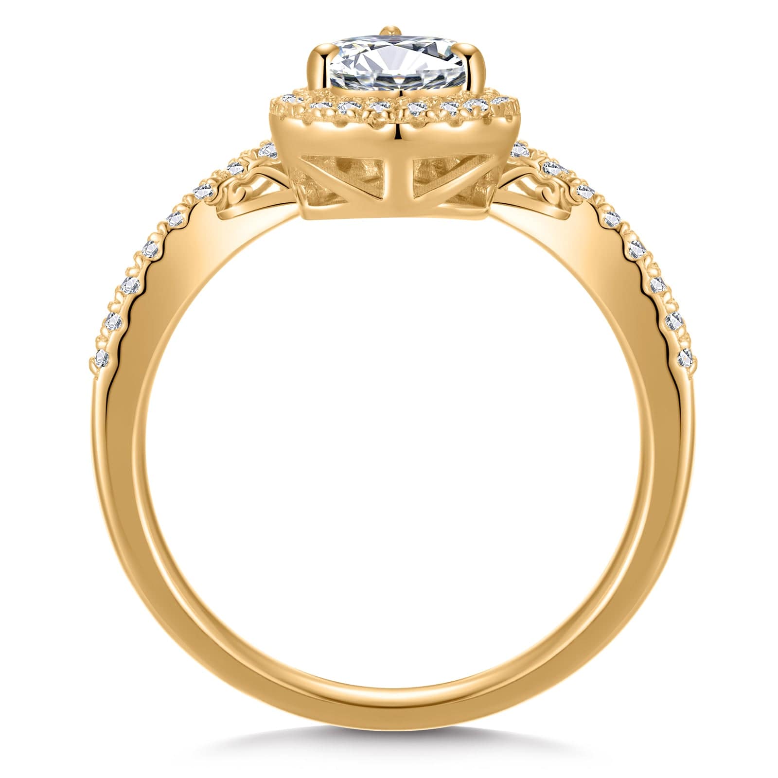 GENUINE LOVE Halo Engagement Ring - 1.01 Carat 10K Yellow Gold with a Pear Brilliant Cut Lab-Grown Diamond