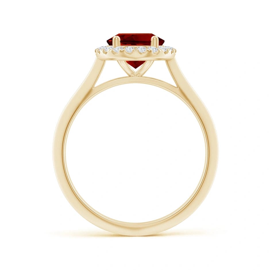 Lab-Grown Oval Brilliant Cut Ruby - Halo Classic Engagement Ring 14K Yellow Gold