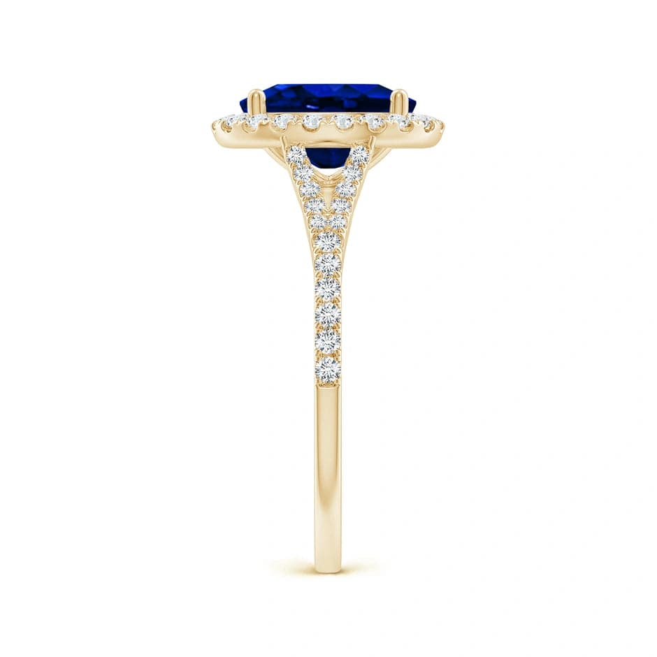Lab-Grown Oval Brilliant Cut Sapphire - Halo Classic Engagement Ring 14K Yellow Gold